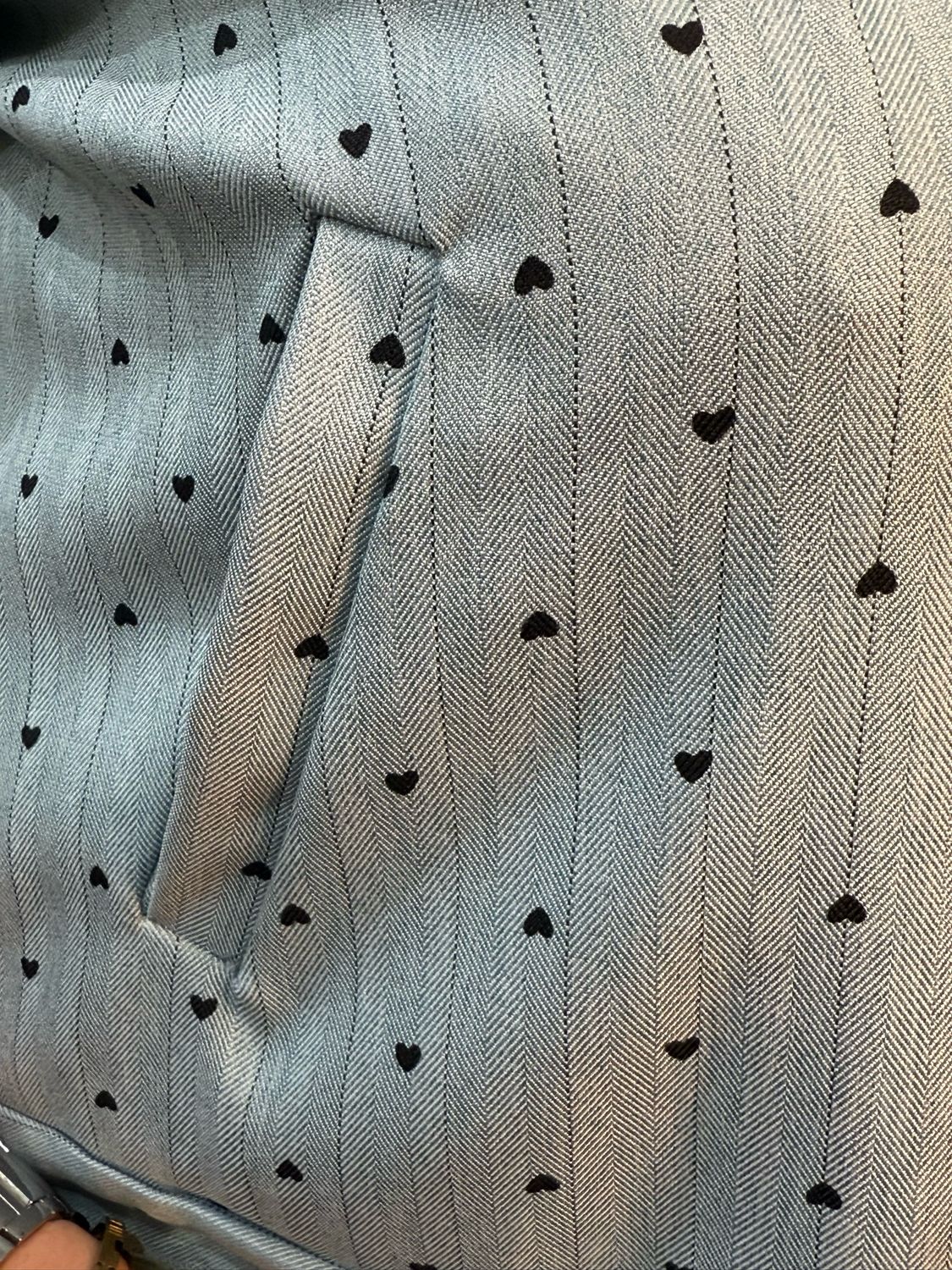 Heart Print Button Jacket - Grey