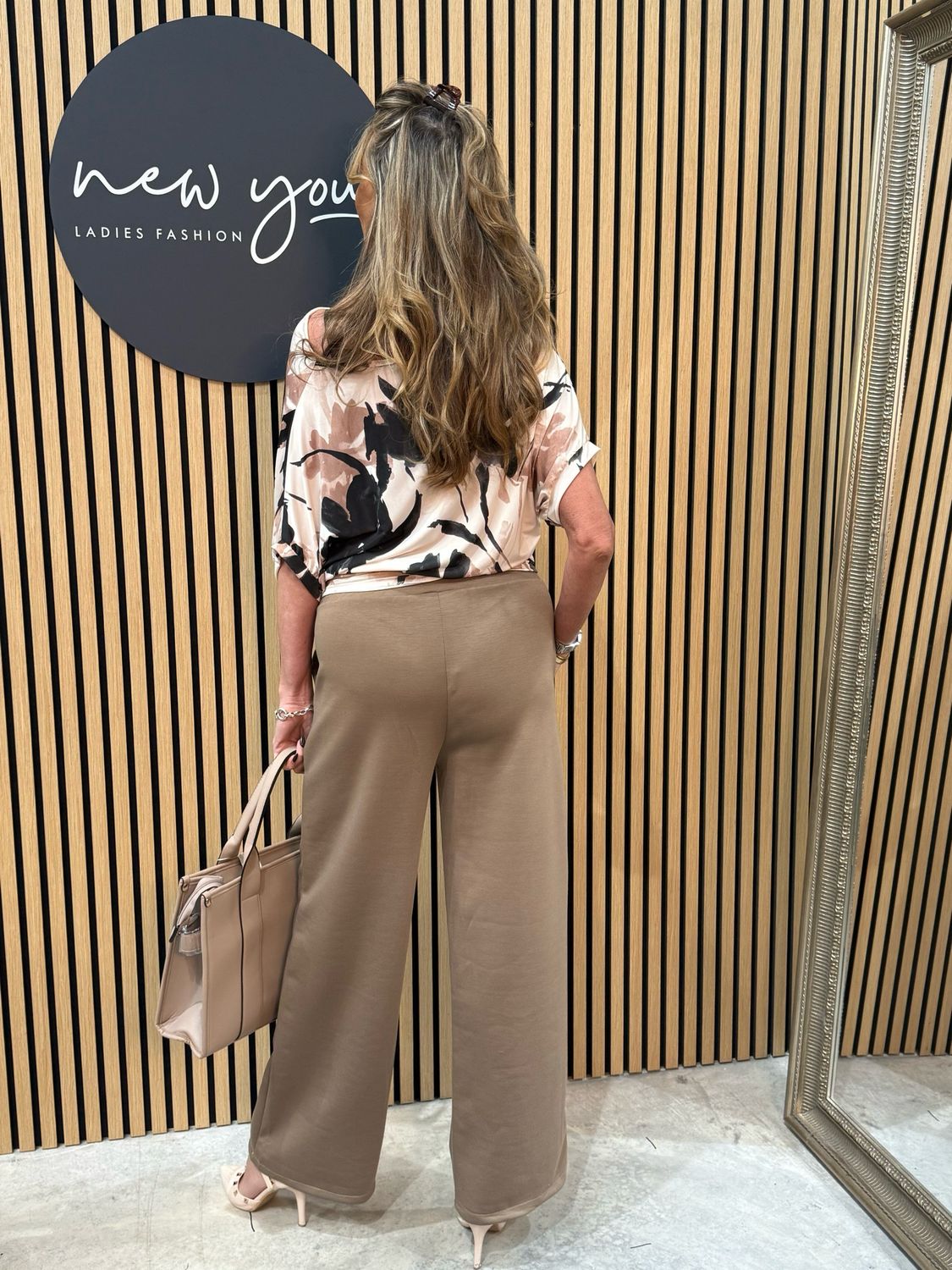 Wide Leg Tailored Trousers - Taupe