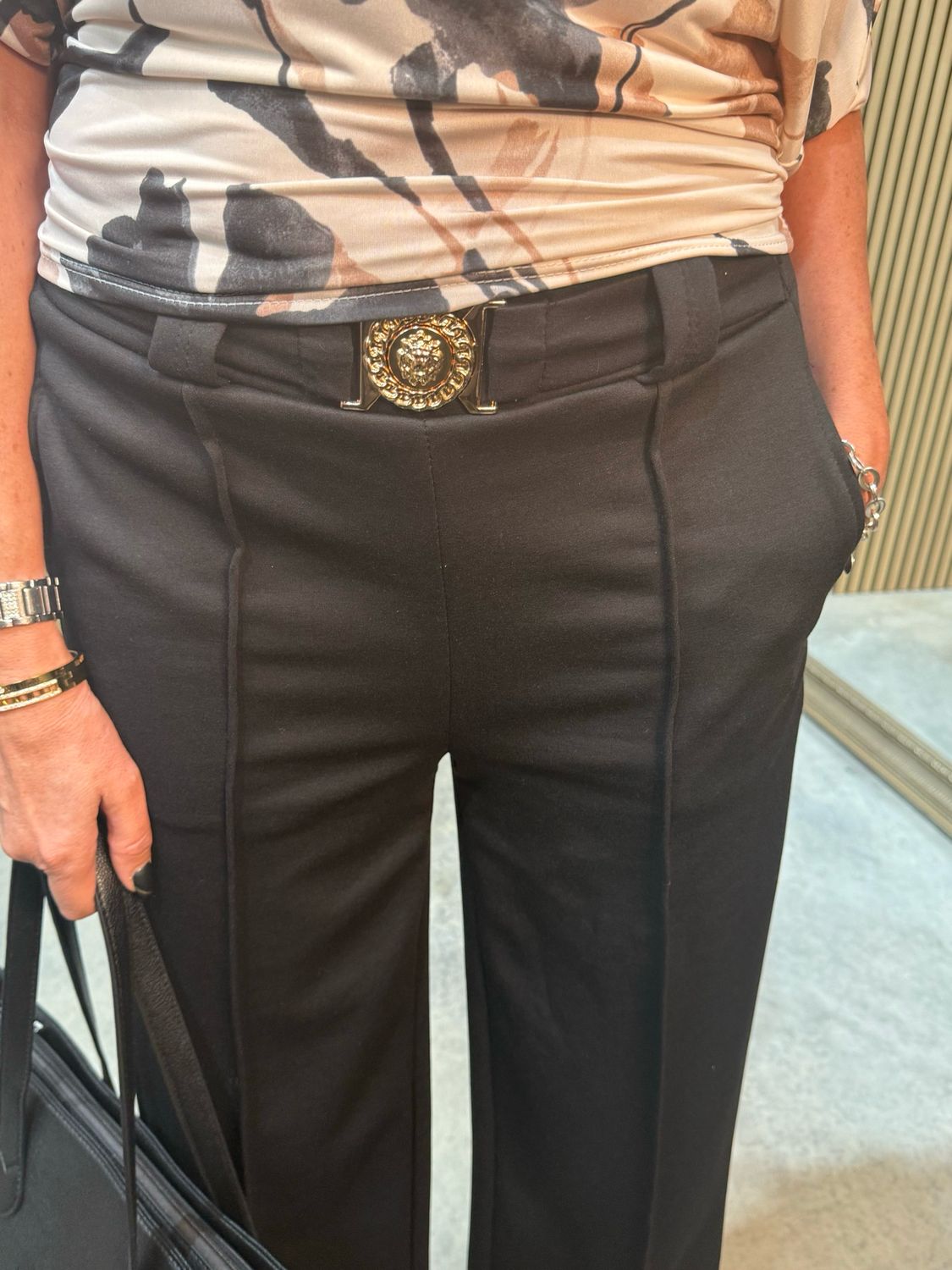 Wide Leg Tailored Trousers - Black