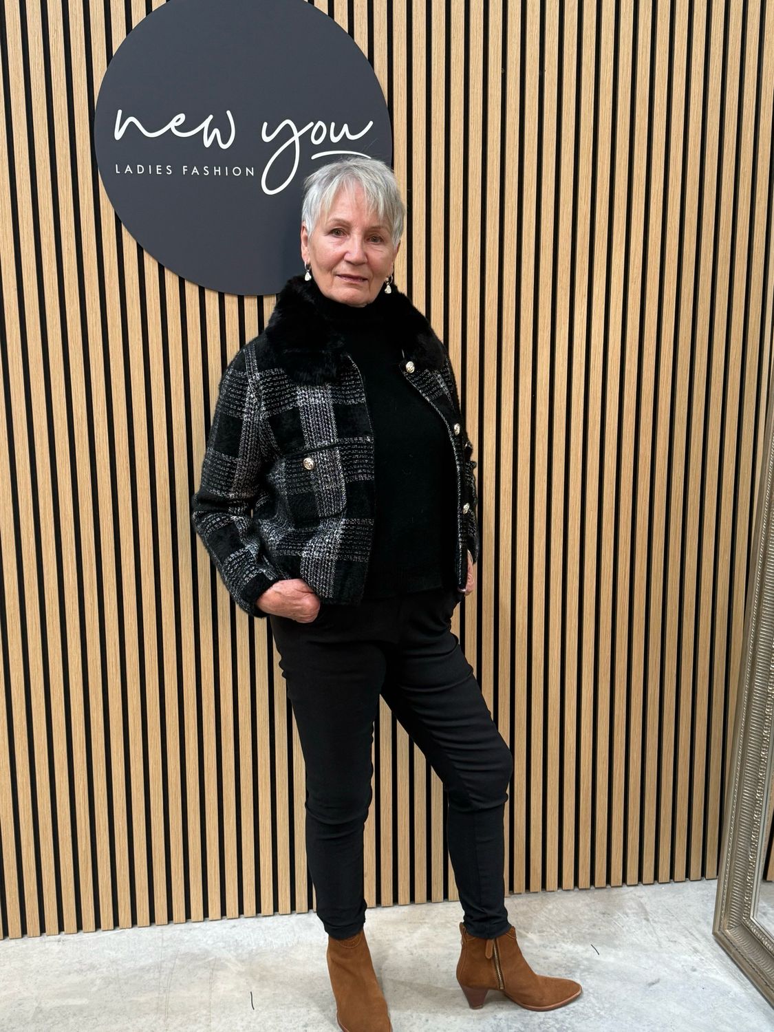 Faux Fur Collar Jacket - Black