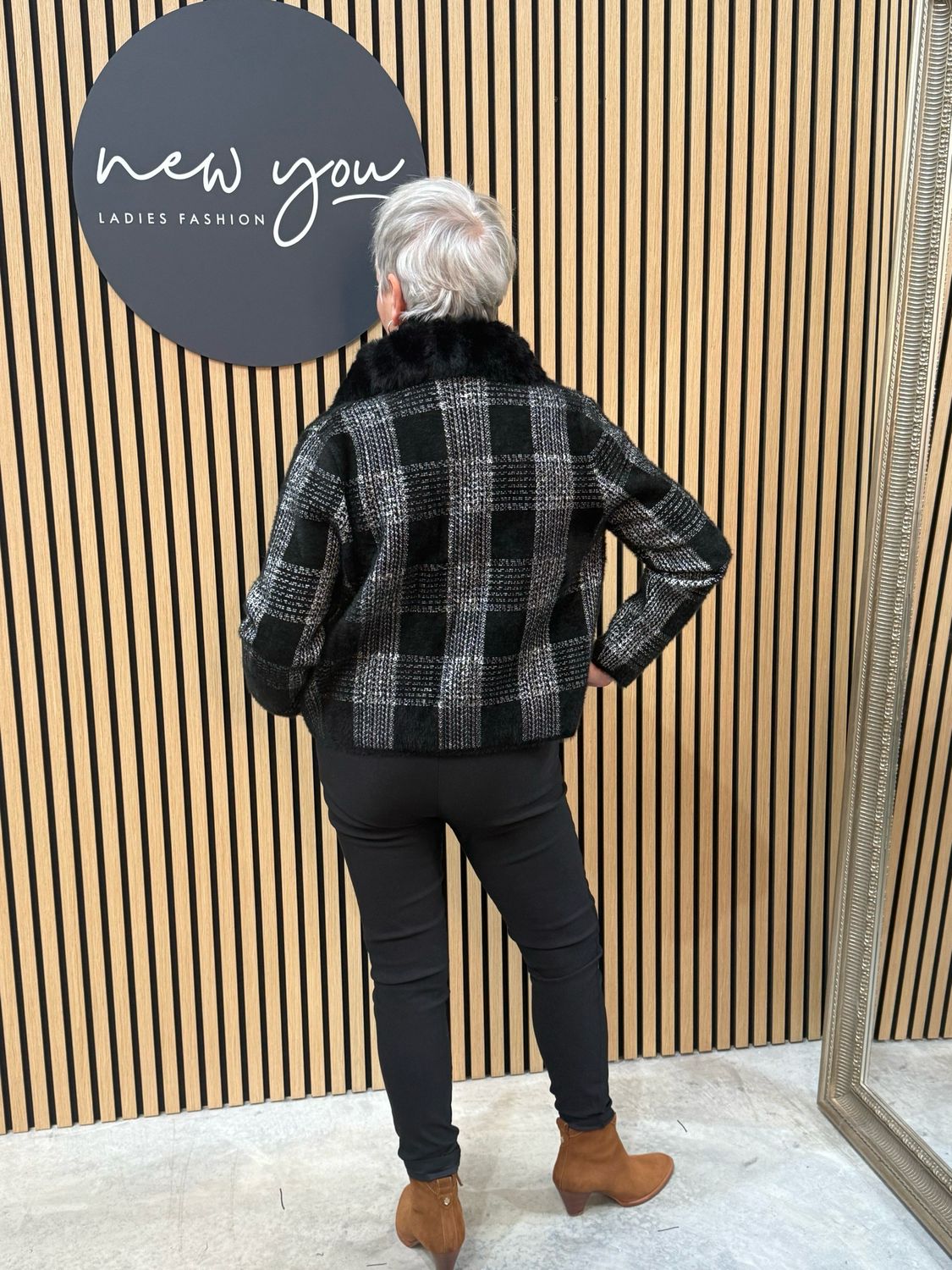 Faux Fur Collar Jacket - Black
