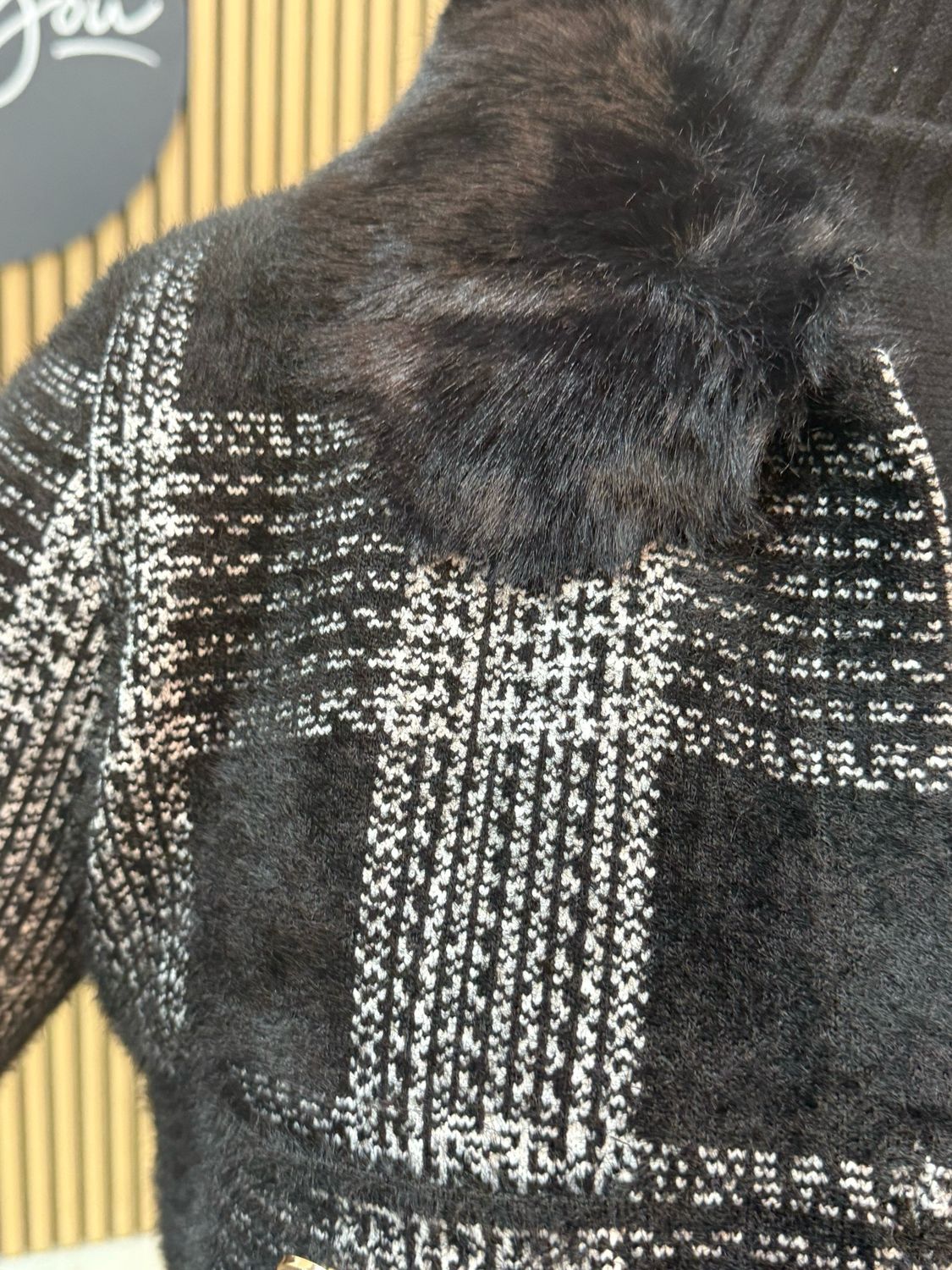 Faux Fur Collar Jacket - Black