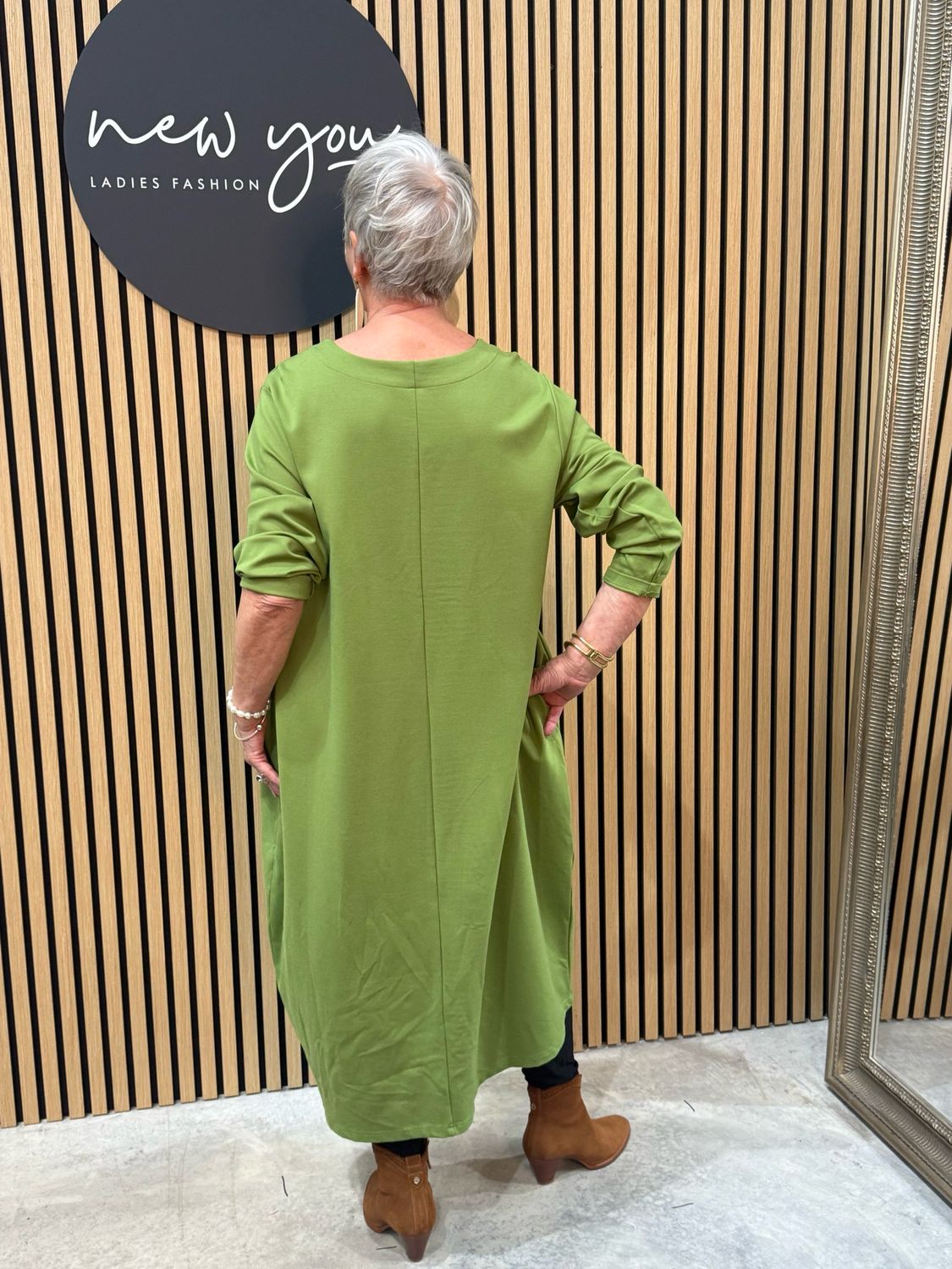 Fly Out Textured Stripe Dress - Green