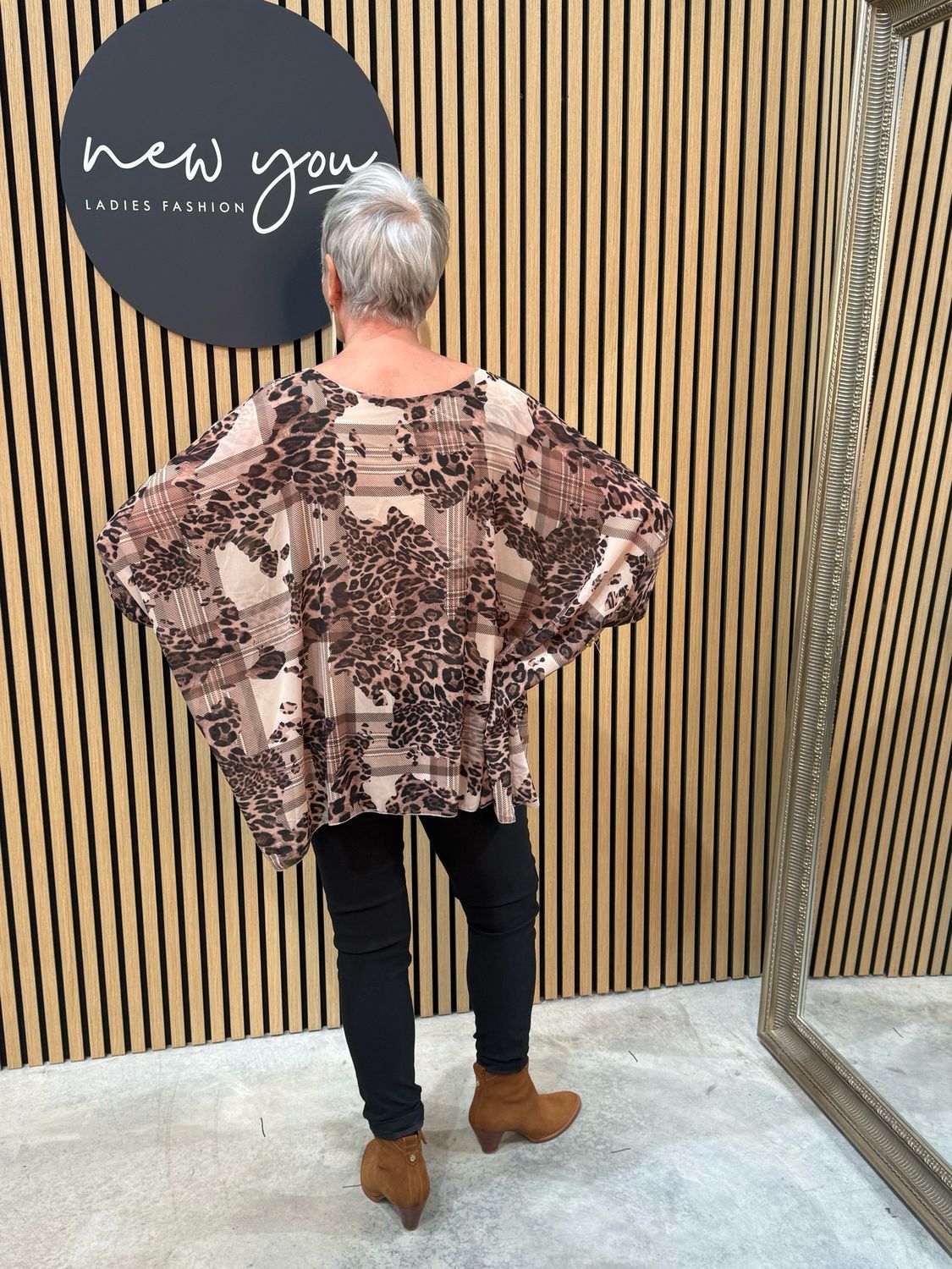 Animal Print Batwing Tunic Top