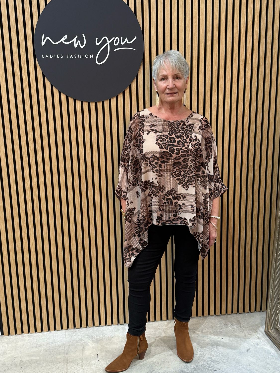 Animal Print Batwing Tunic Top