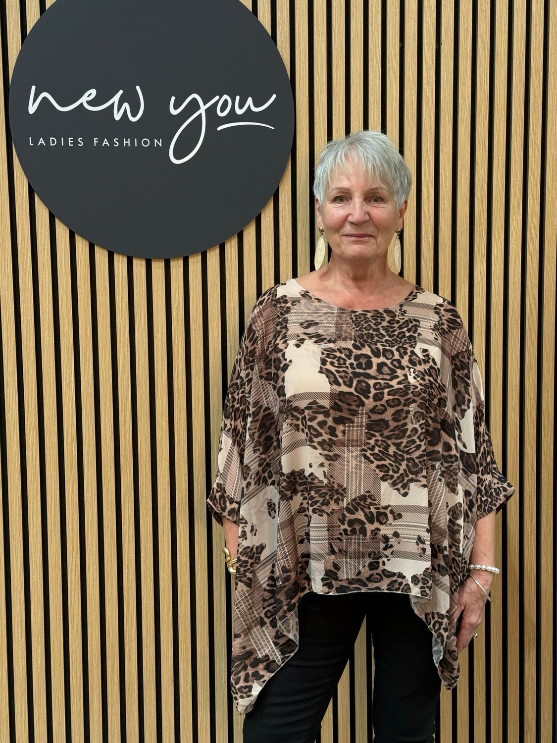 Animal Print Batwing Tunic Top