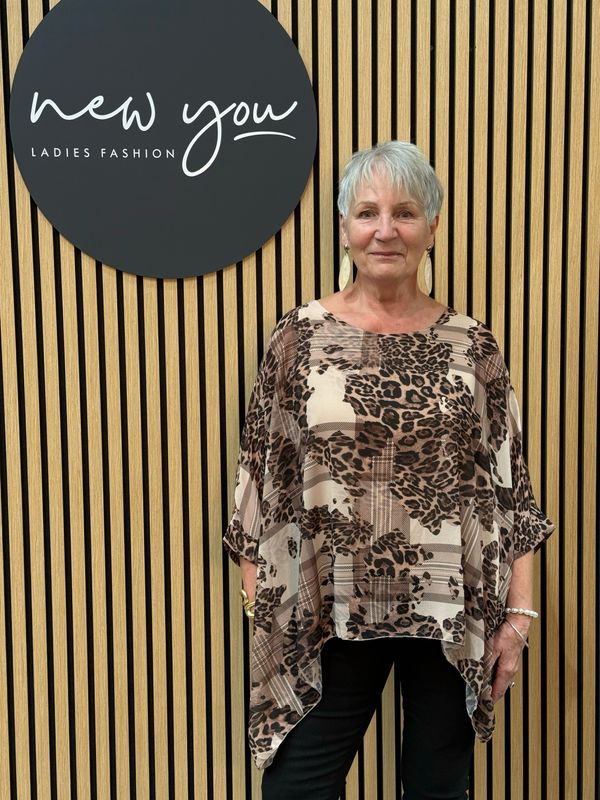 Animal Print Batwing Tunic Top