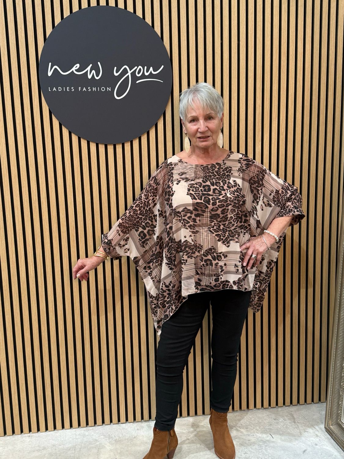 Animal Print Batwing Tunic Top