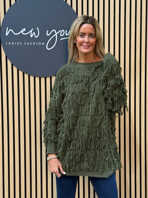 Tassel Knit Jumper - Khaki