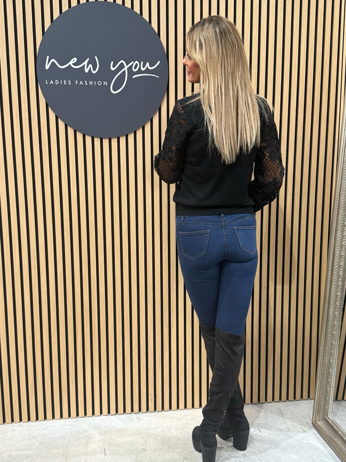 Lace Sleeve Jumper - Black