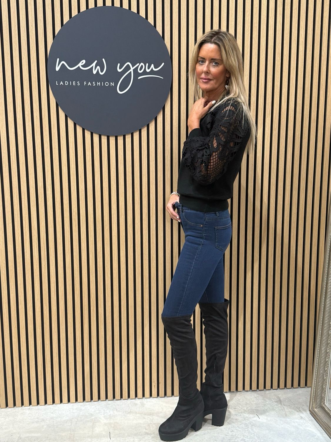 Lace Sleeve Jumper - Black