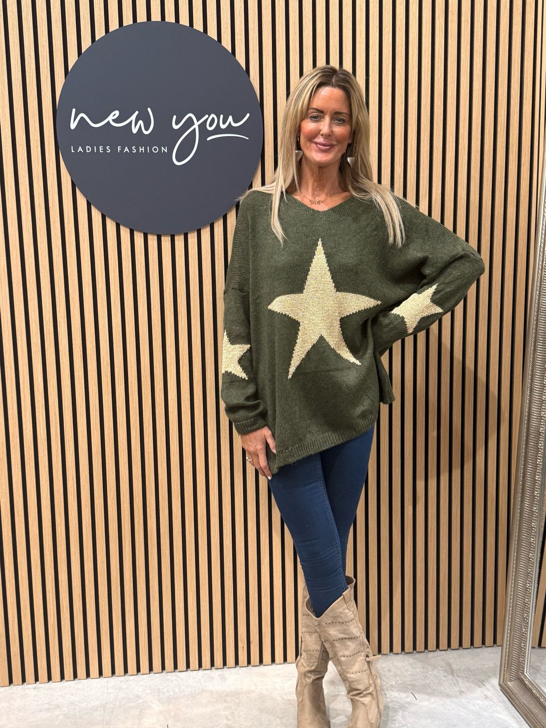 Star Knit Jumper - Khaki