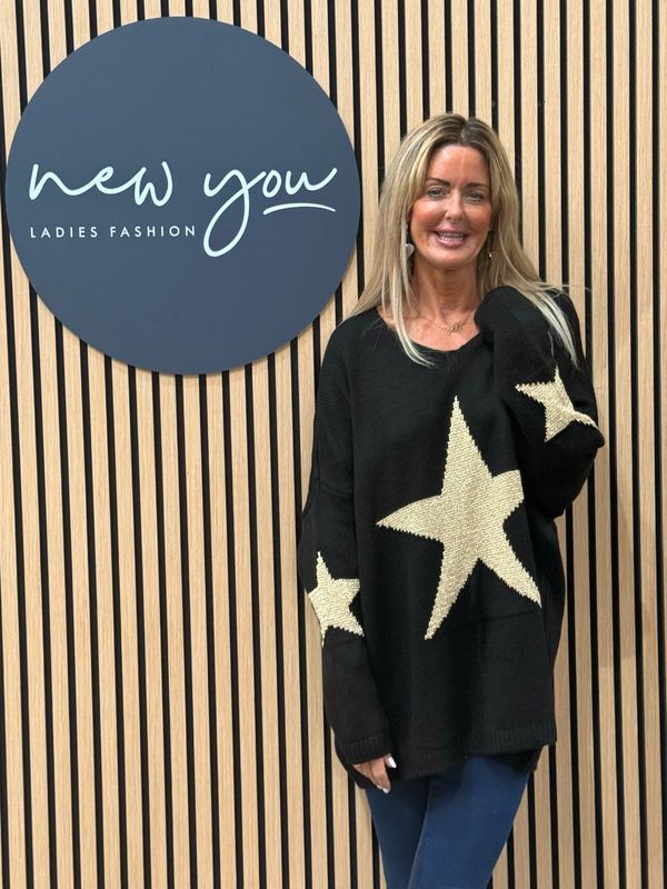 Star Knit Jumper - Black