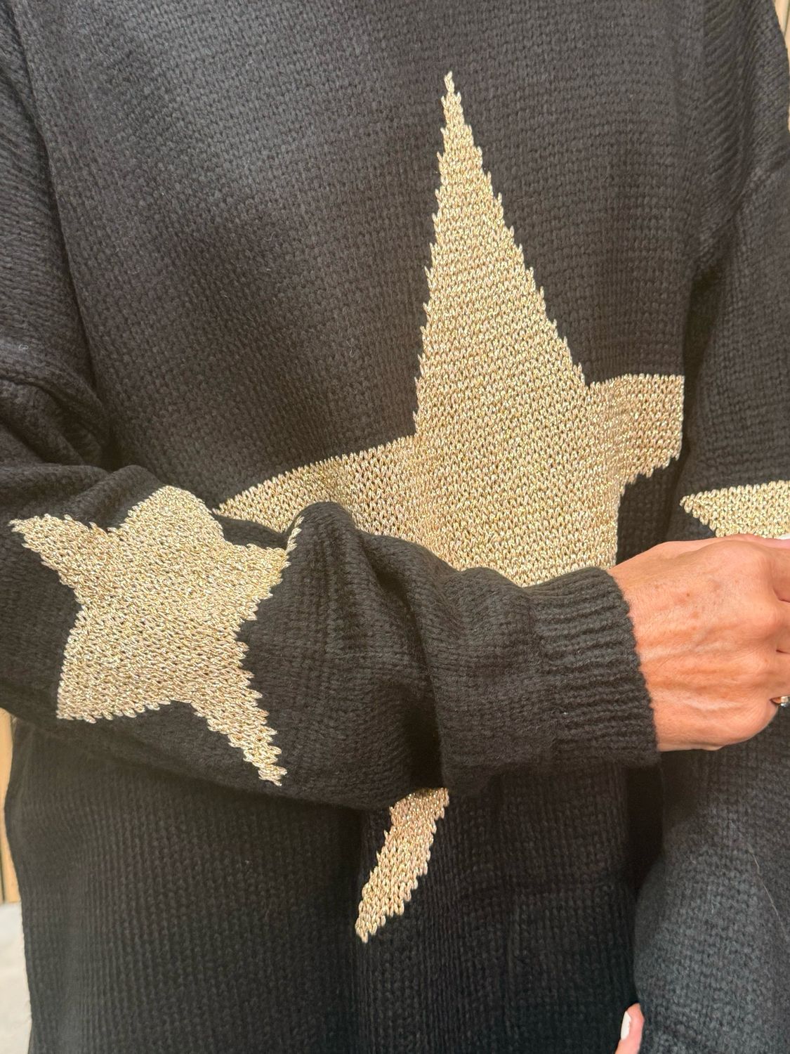 Star Knit Jumper - Black