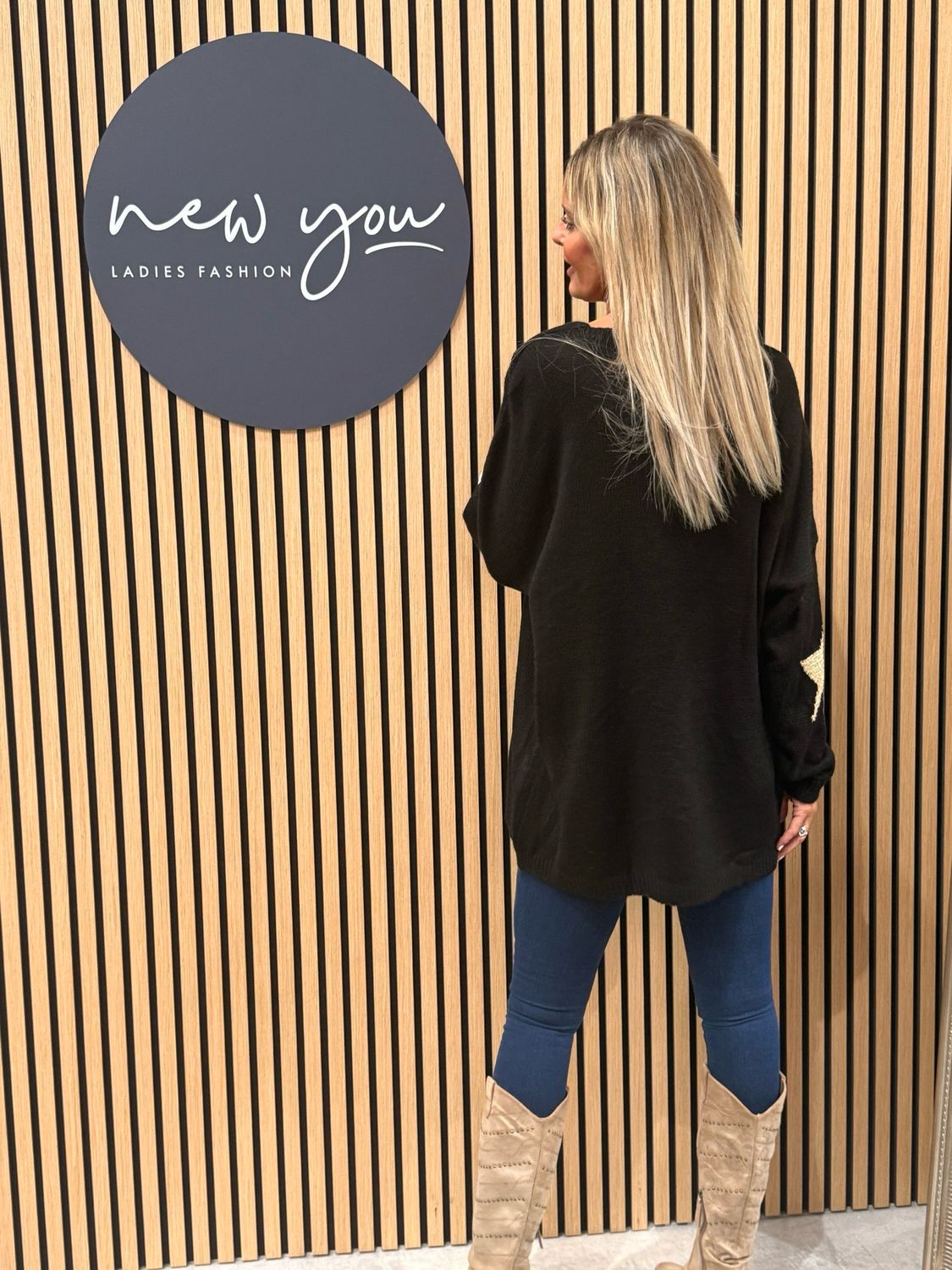Star Knit Jumper - Black