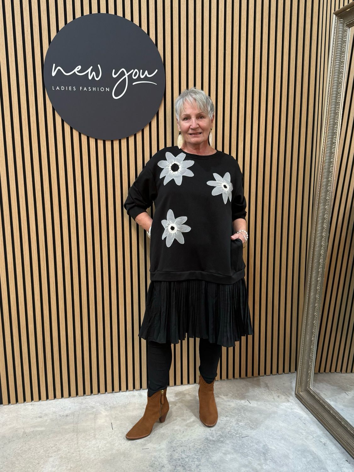 Floral Tunic Dress - Black