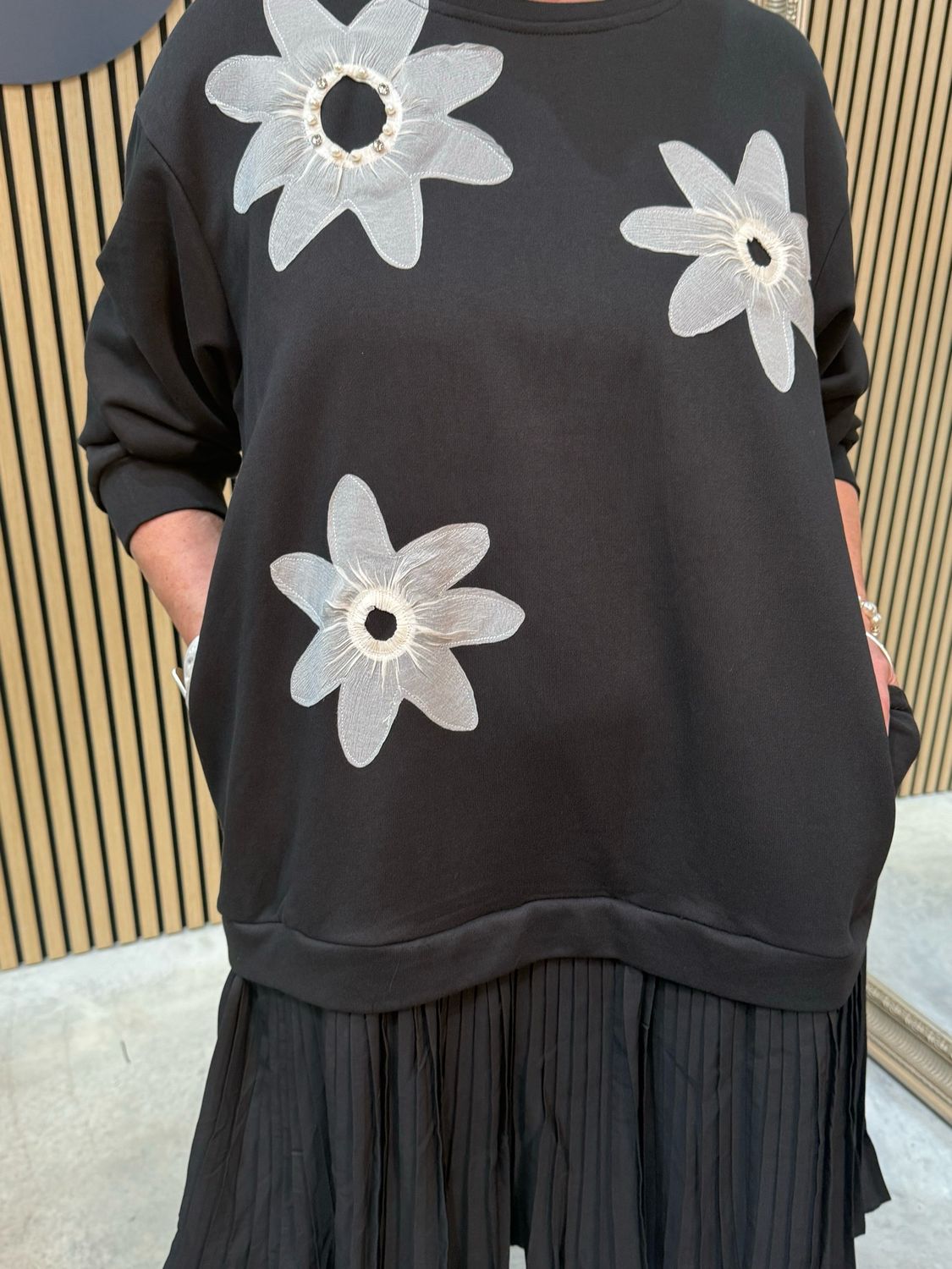 Floral Tunic Dress - Black