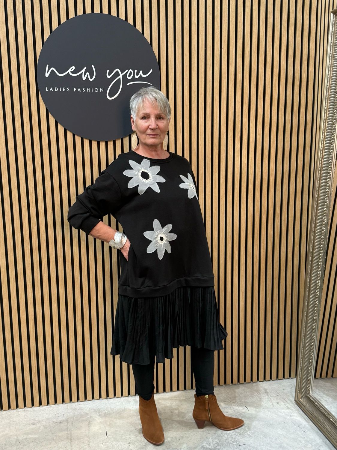 Floral Tunic Dress - Black