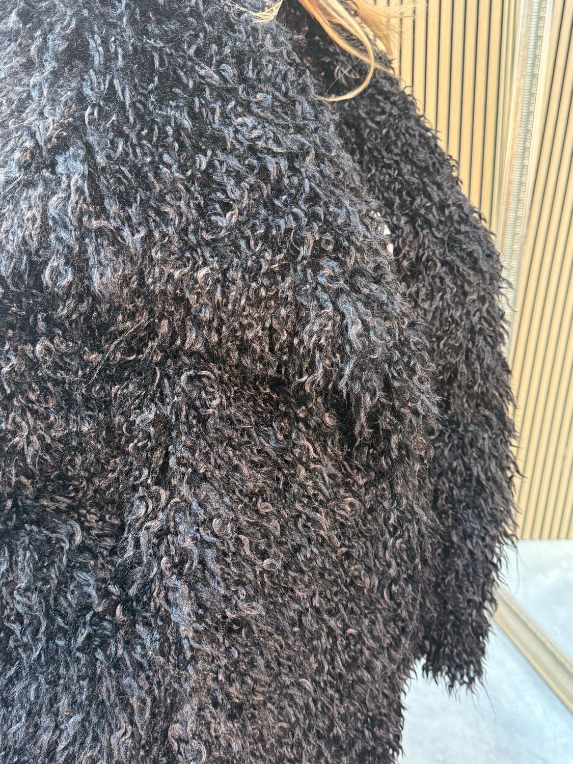 Shaggy Faux Fur Jacket - Black