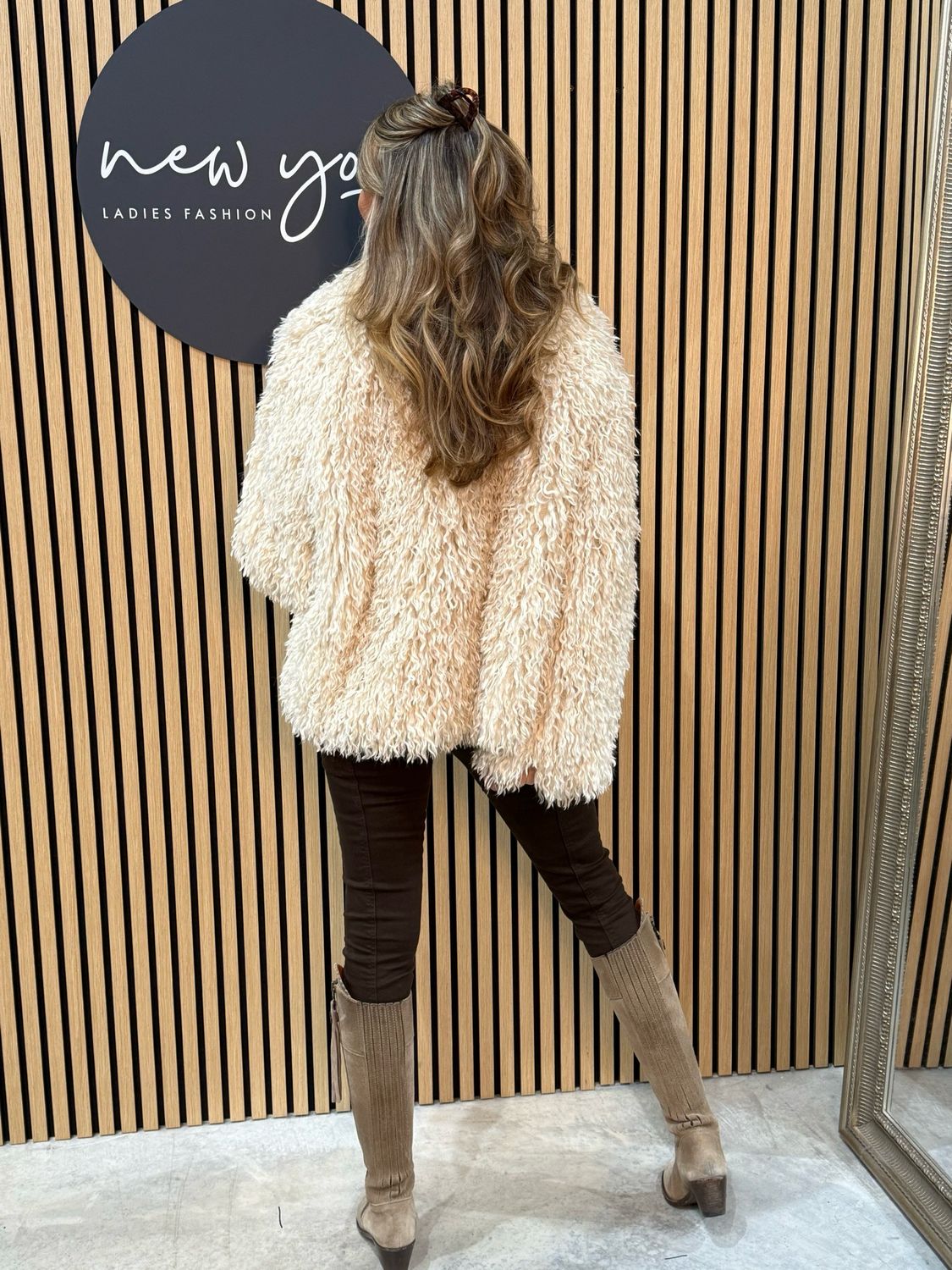 Shaggy Faux Fur Jacket - Cream