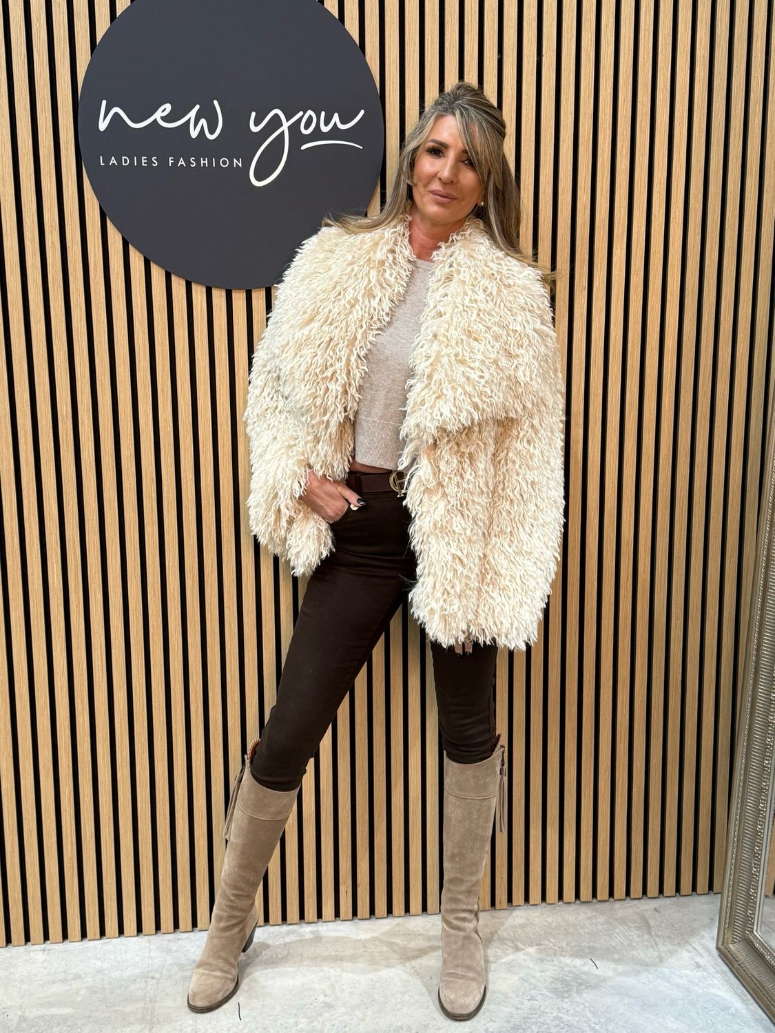 Shaggy Faux Fur Jacket - Cream