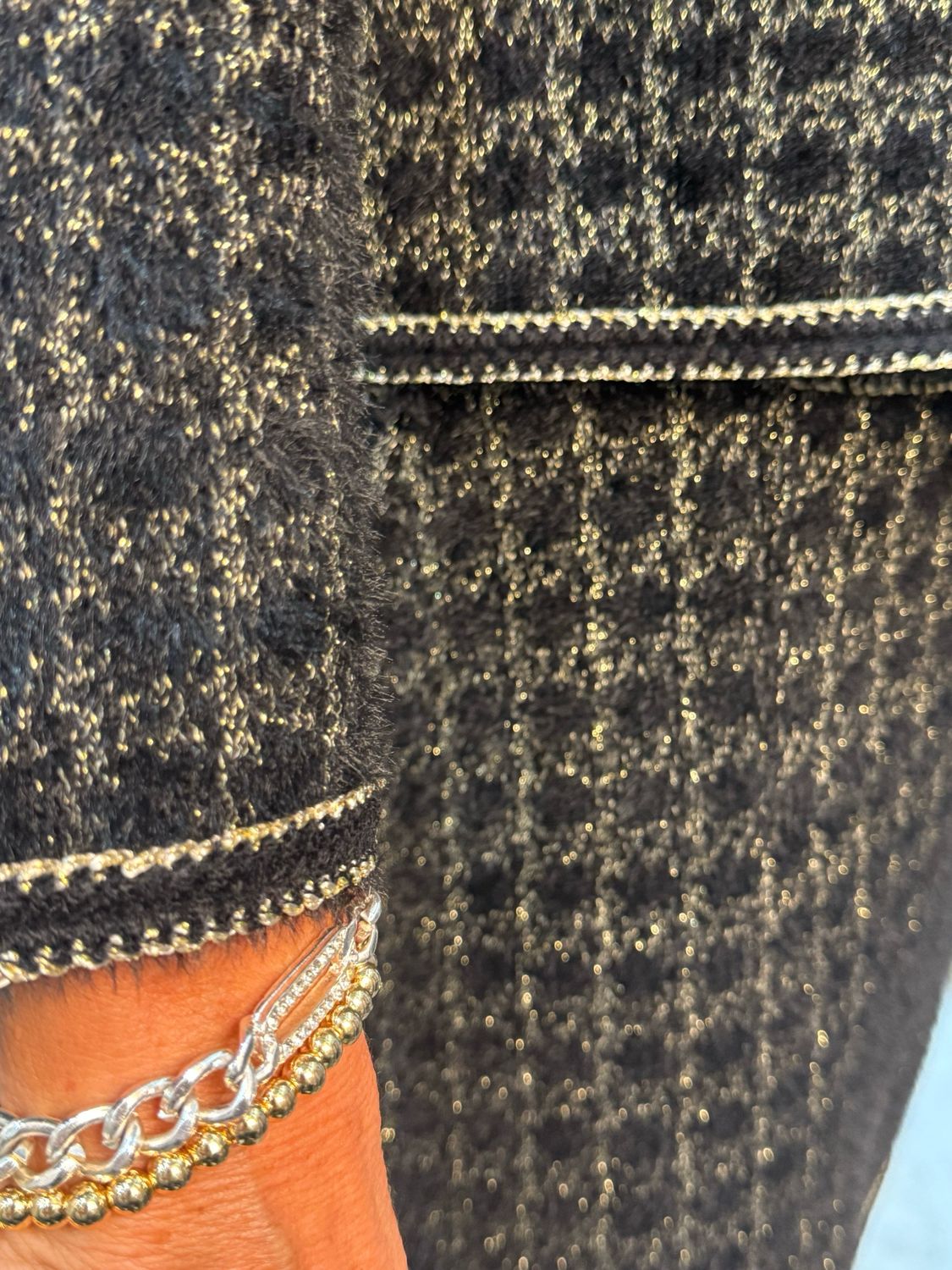 Tweed Skirt Set - Black/Gold