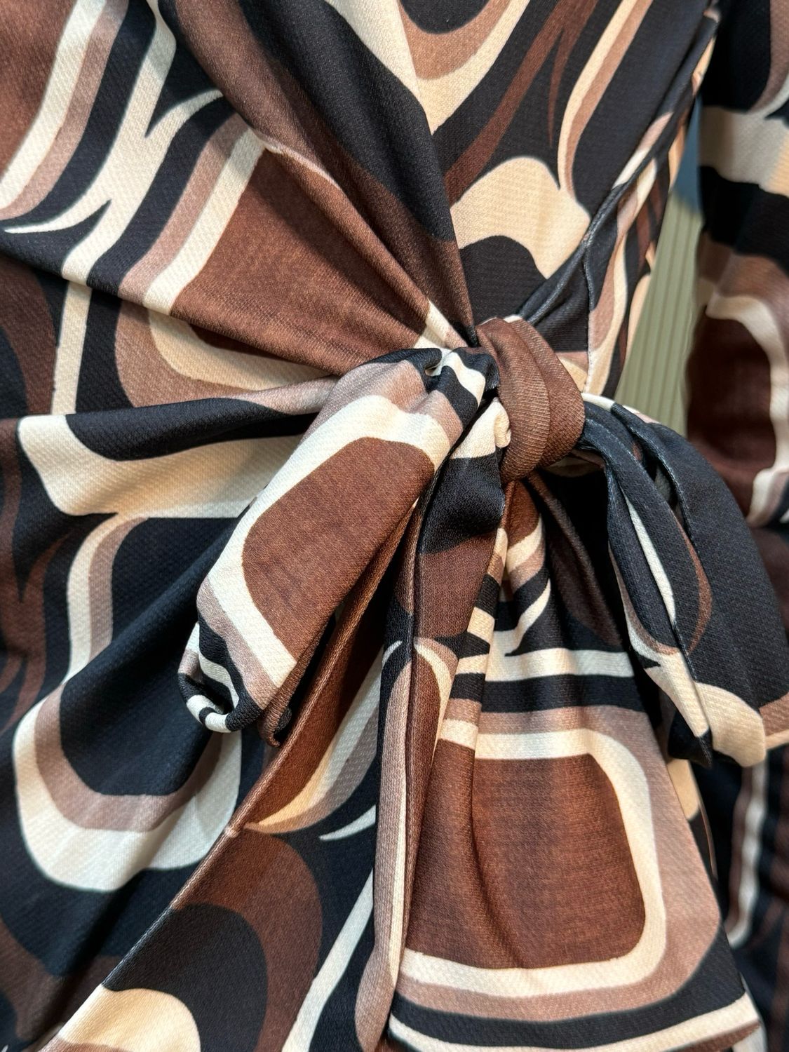 Geometric Midi Dress - Coffee/Brown