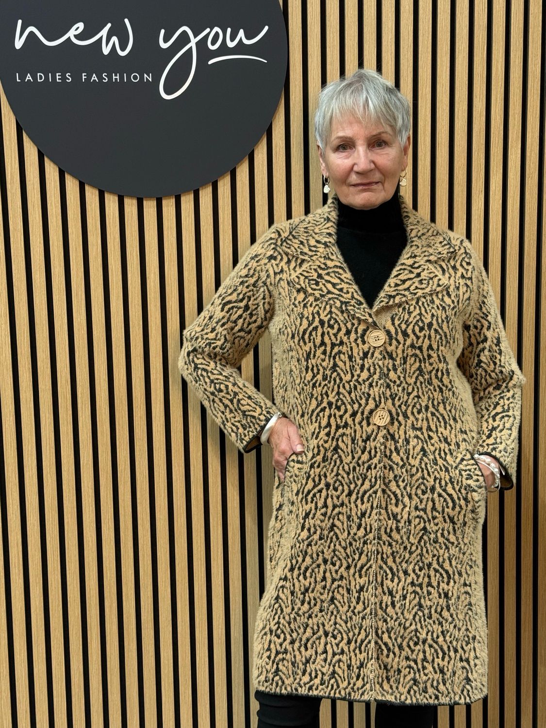 Animal Print Button Coat