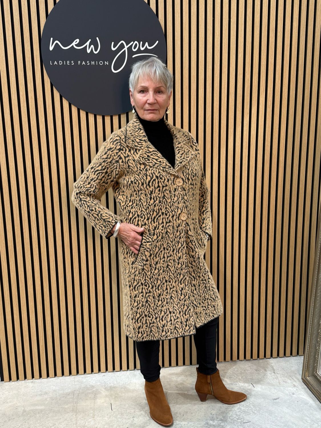 Animal Print Button Coat