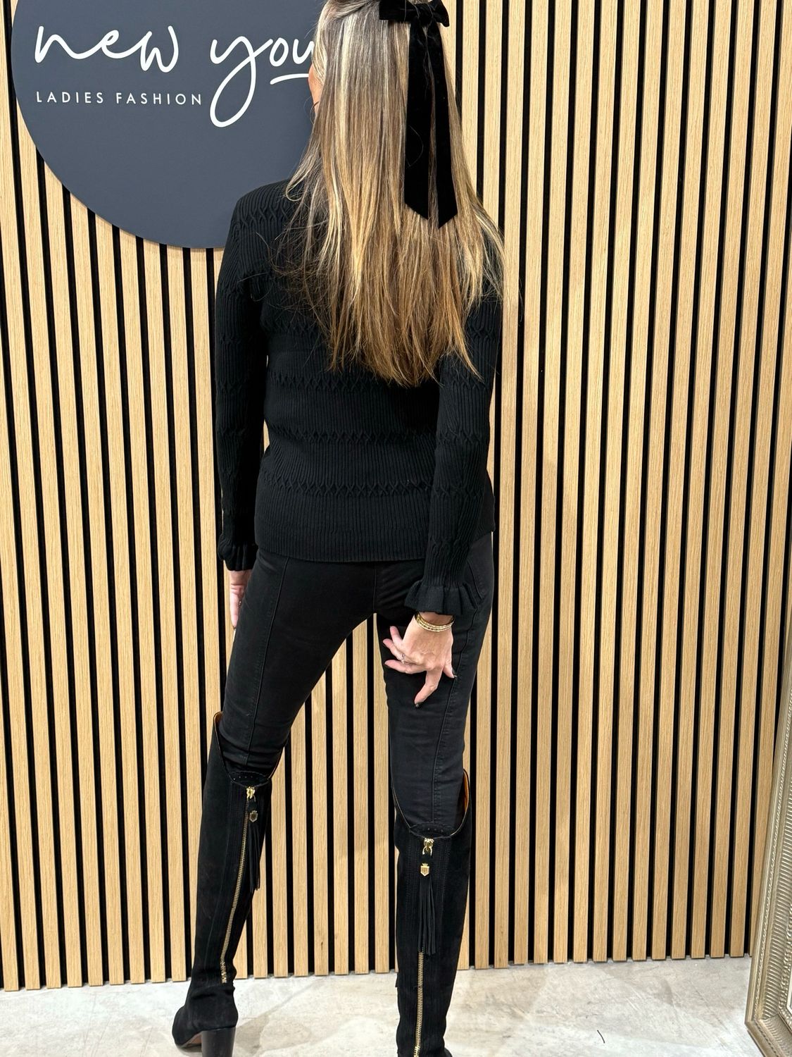 Lillibett - Textured Knit Top - Black