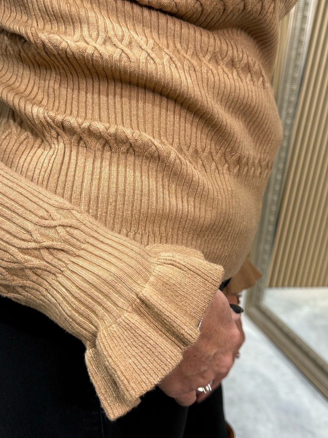 Lillibett - Textured Knit Top - Camel