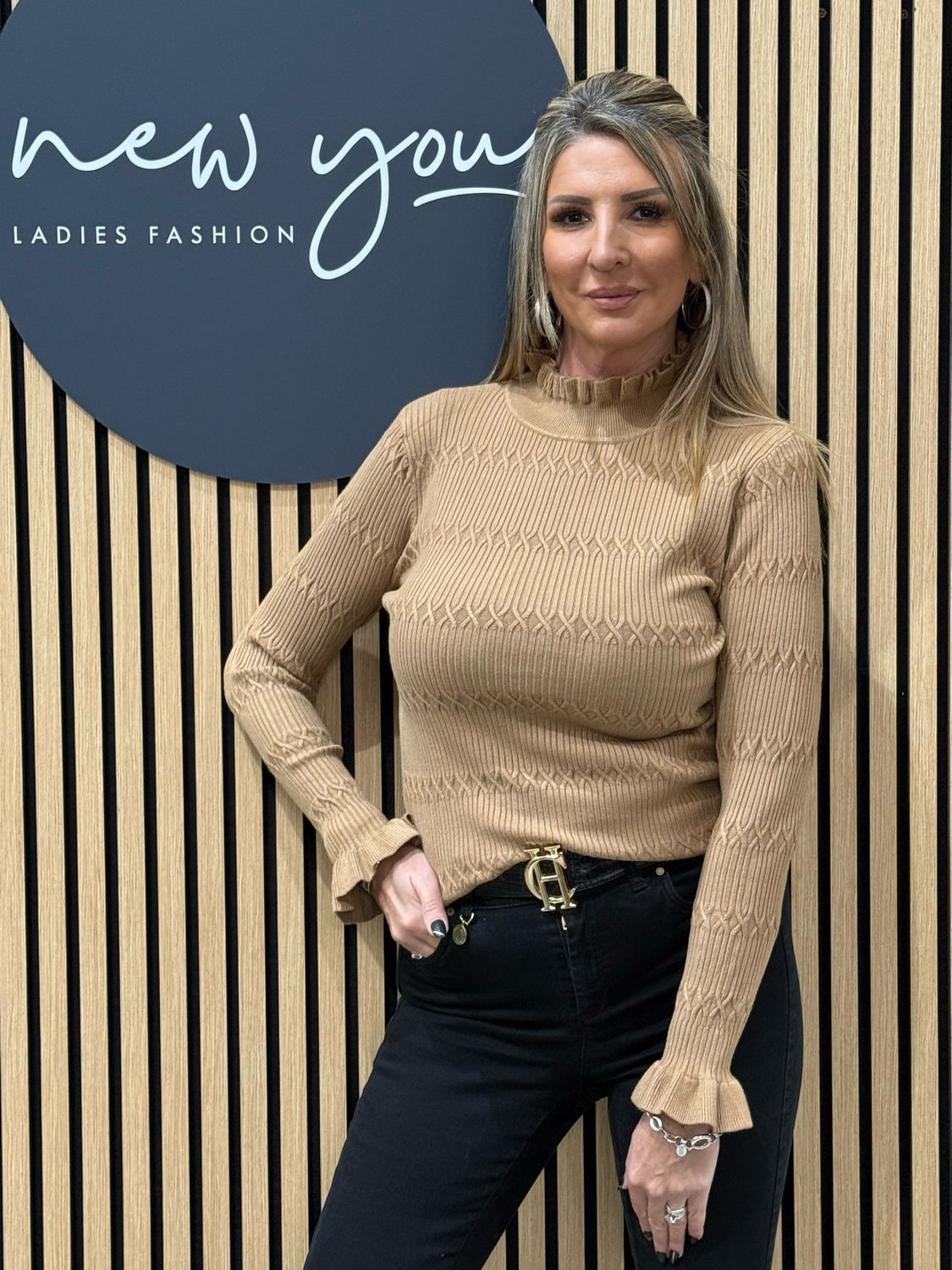 Lillibett - Textured Knit Top - Camel