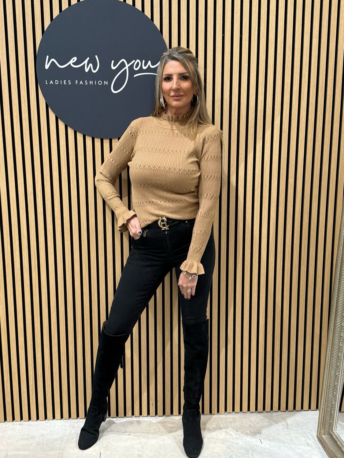 Lillibett - Textured Knit Top - Camel