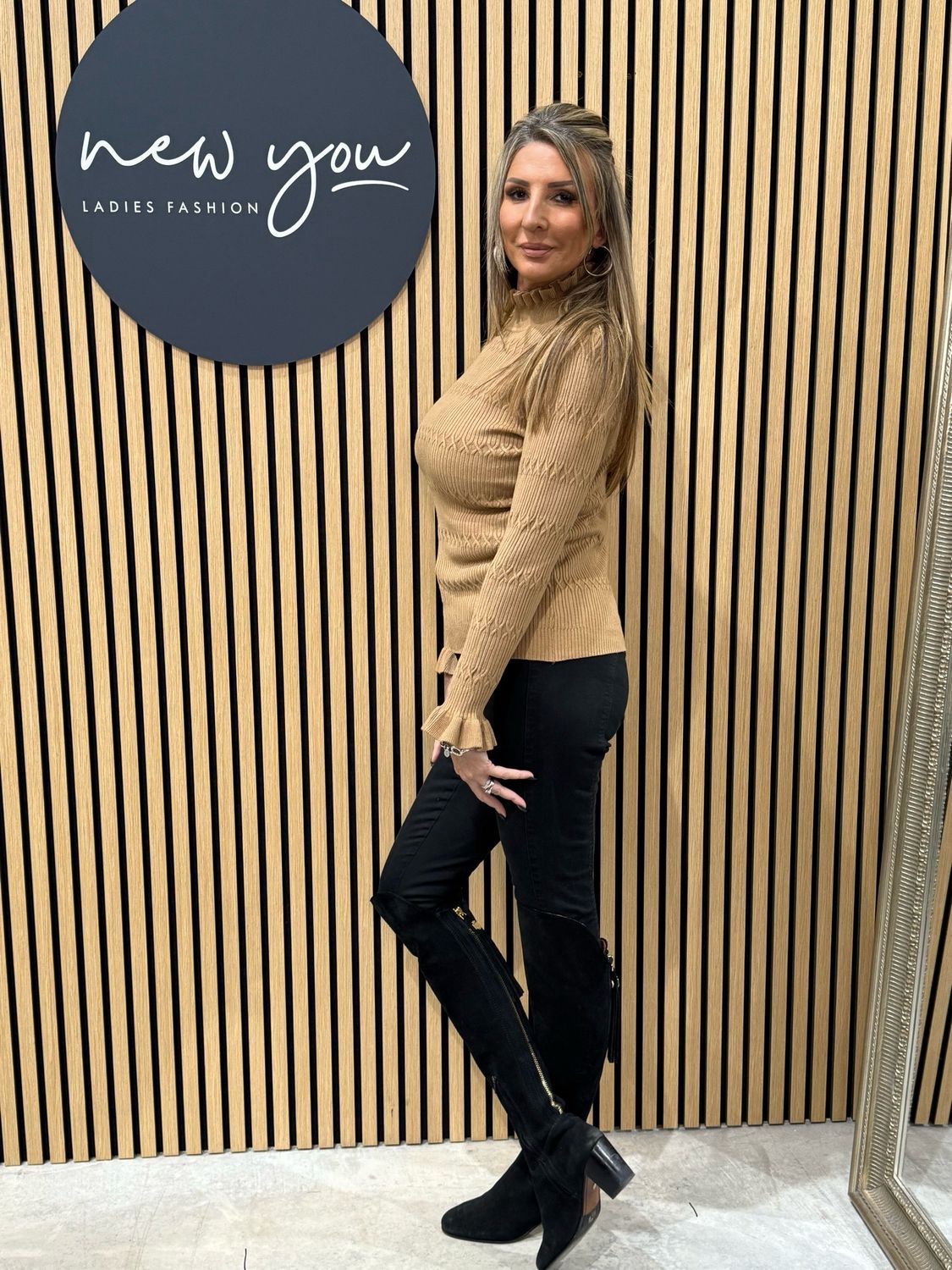 Lillibett - Textured Knit Top - Camel