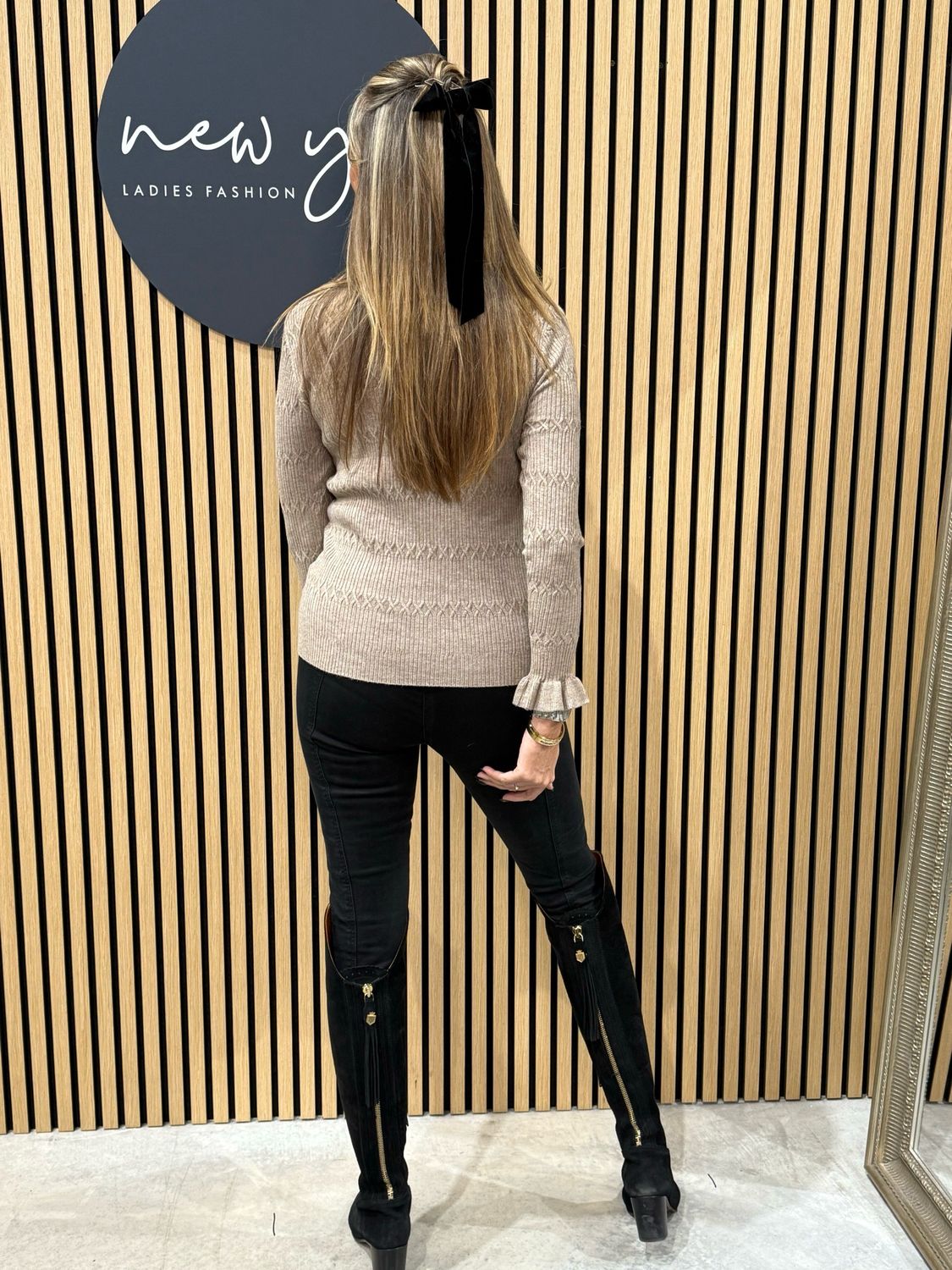 Lillibett - Textured Knit Top - Taupe