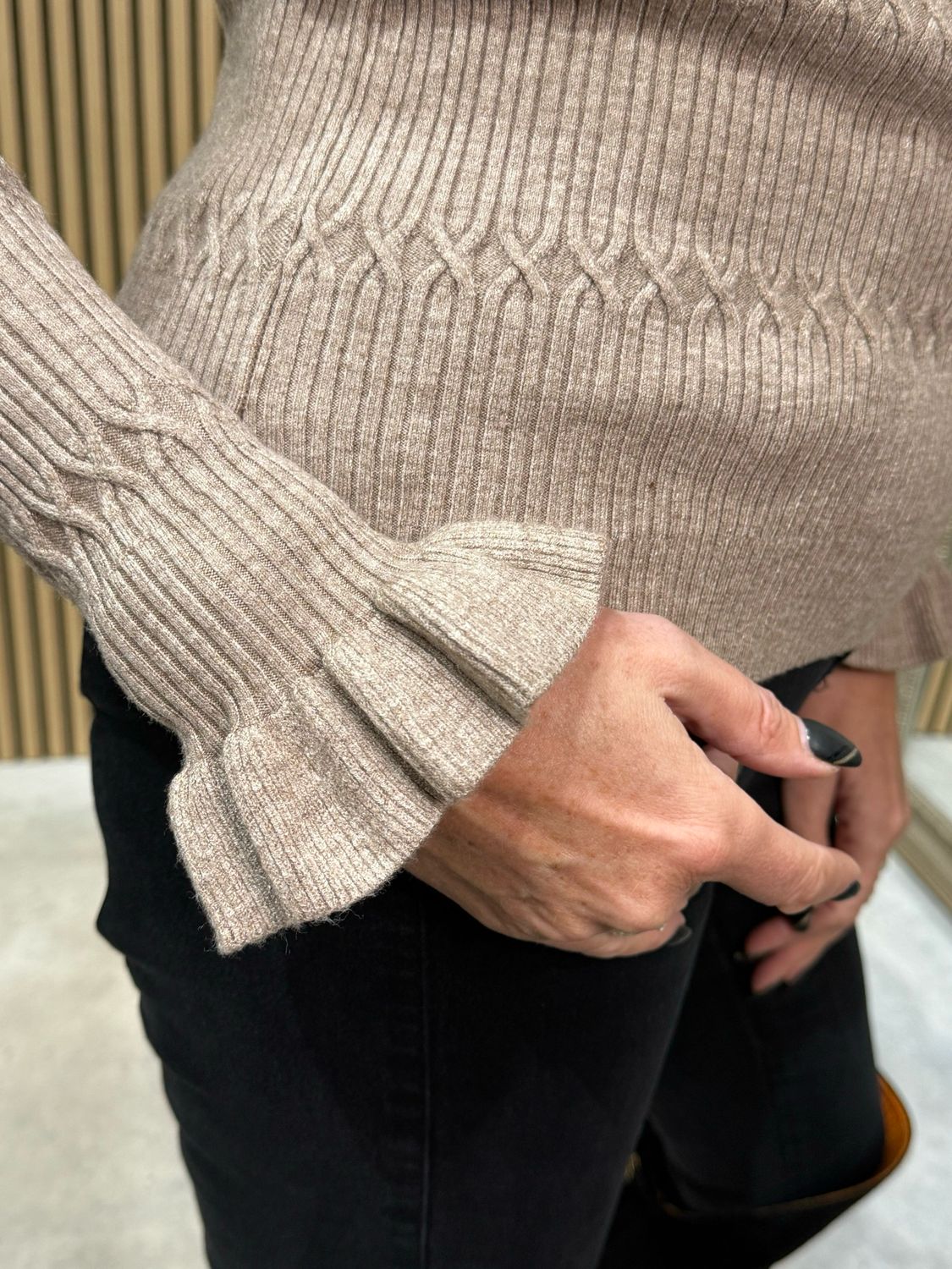 Lillibett - Textured Knit Top - Taupe