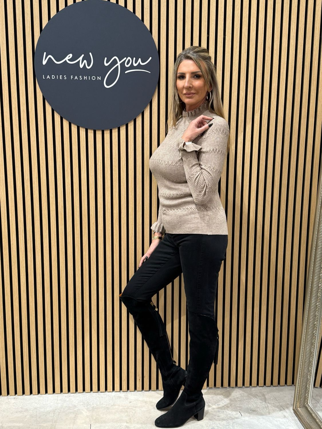 Lillibett - Textured Knit Top - Taupe