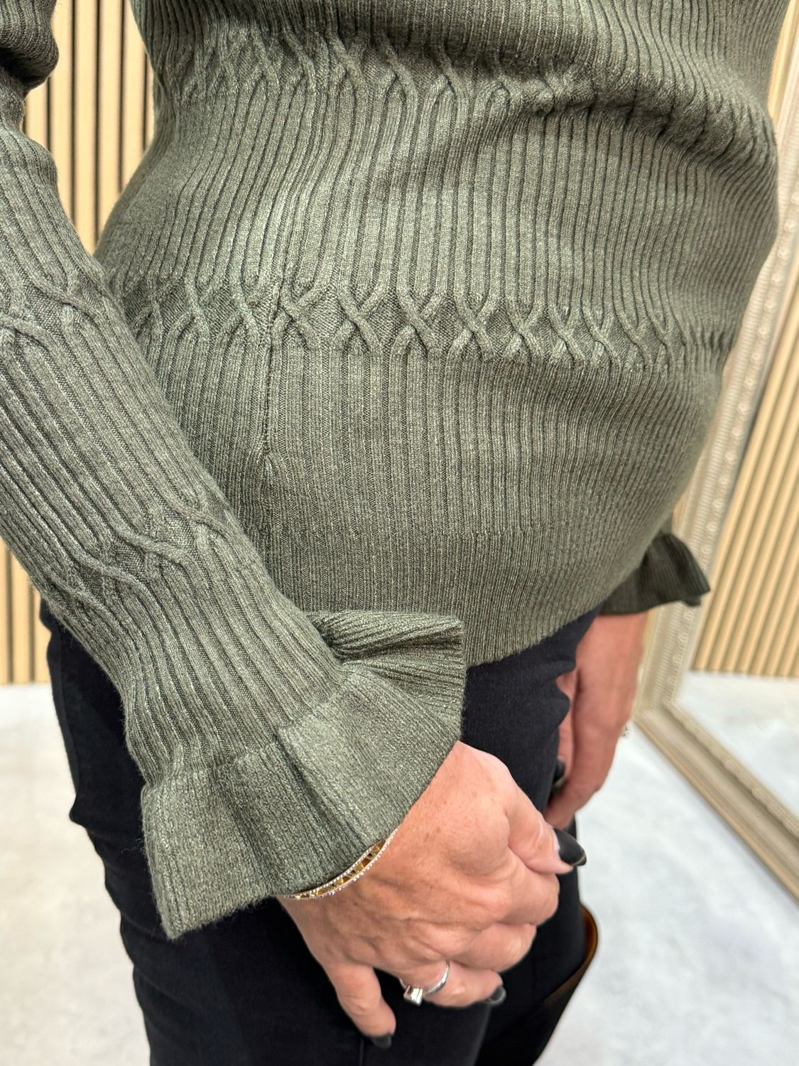 Lillibett - Textured Knit Top - Khaki