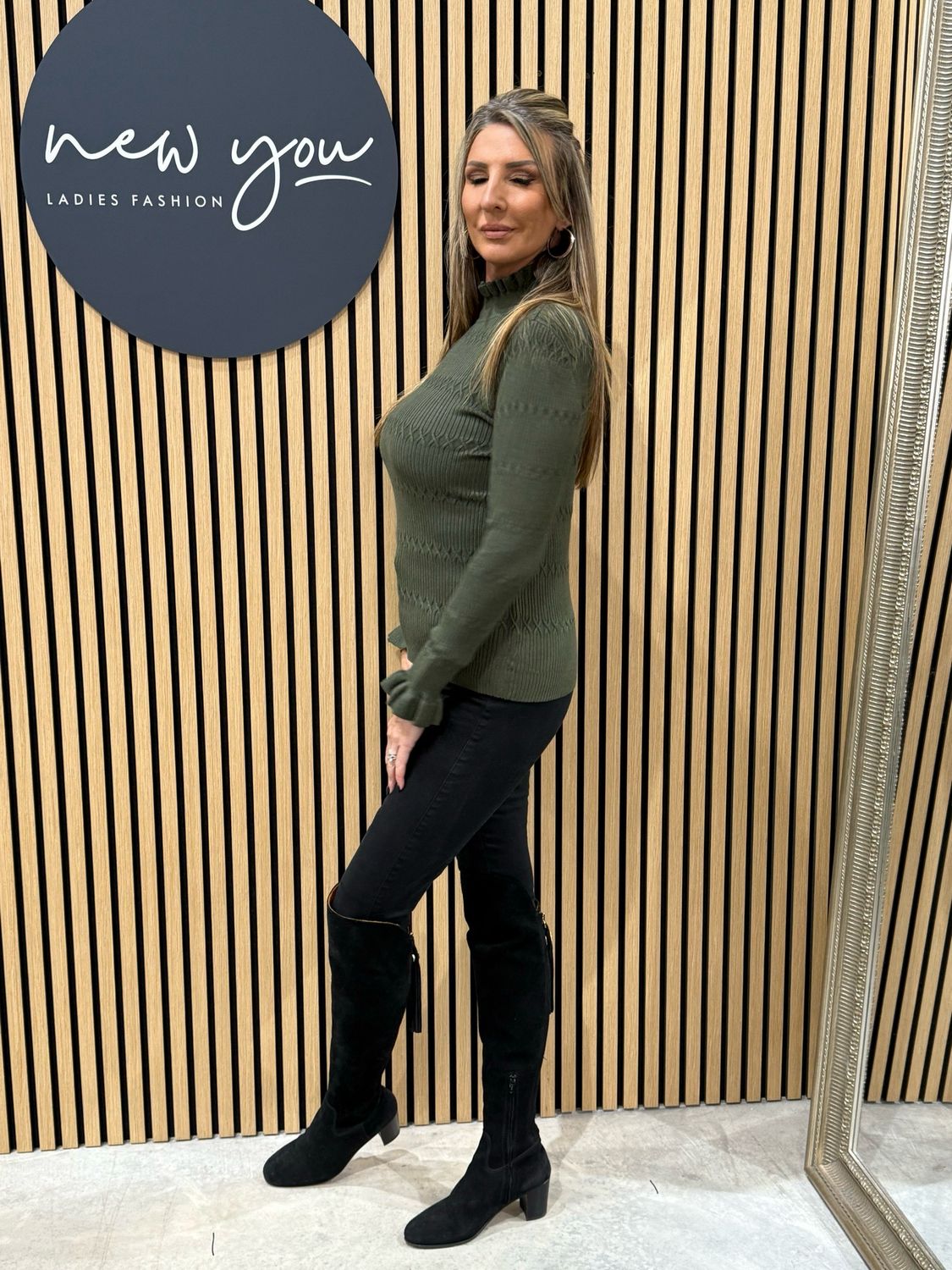 Lillibett - Textured Knit Top - Khaki