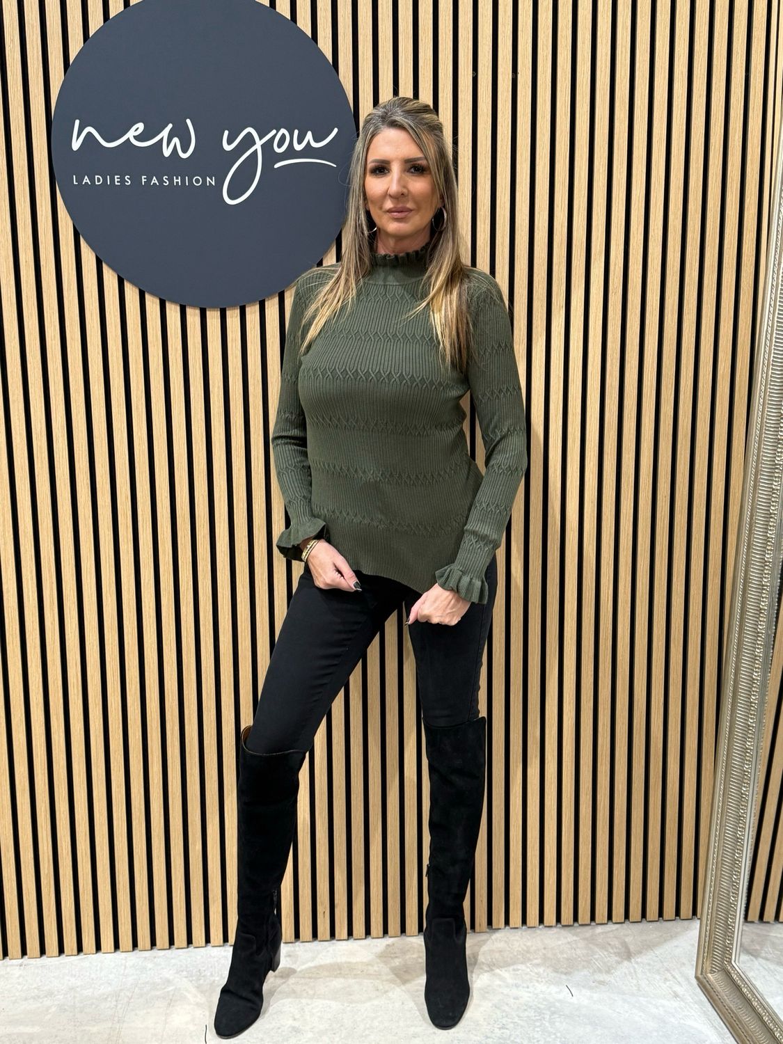 Lillibett - Textured Knit Top - Khaki