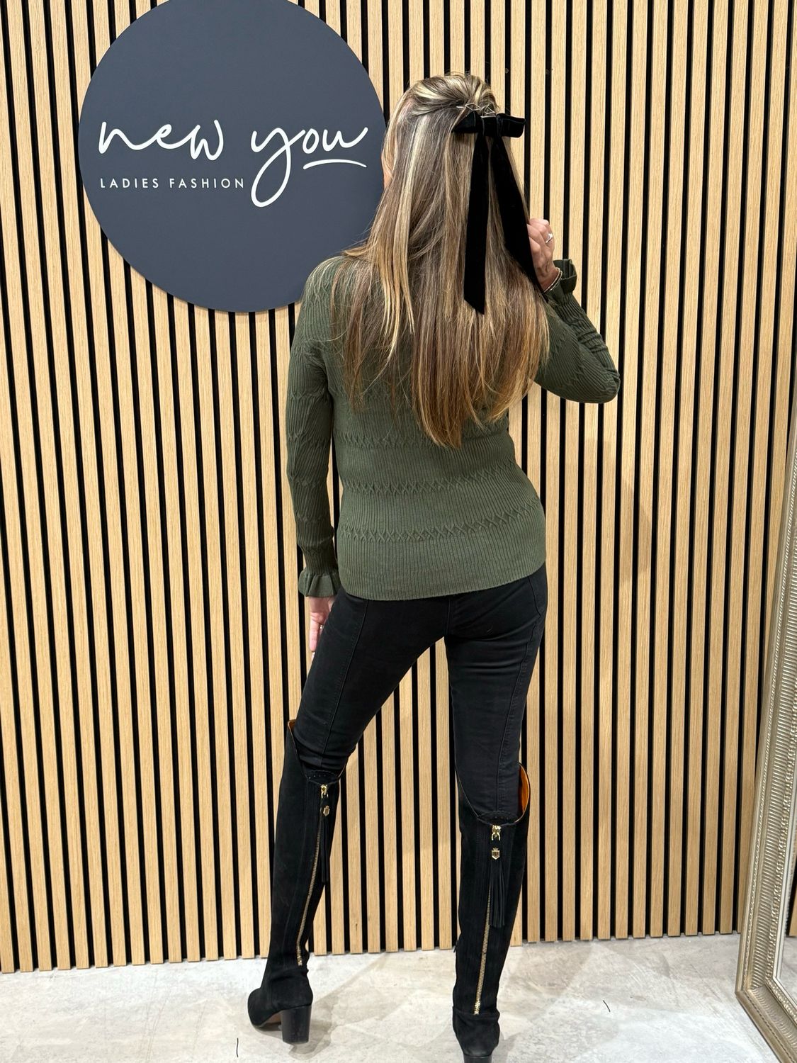 Lillibett - Textured Knit Top - Khaki