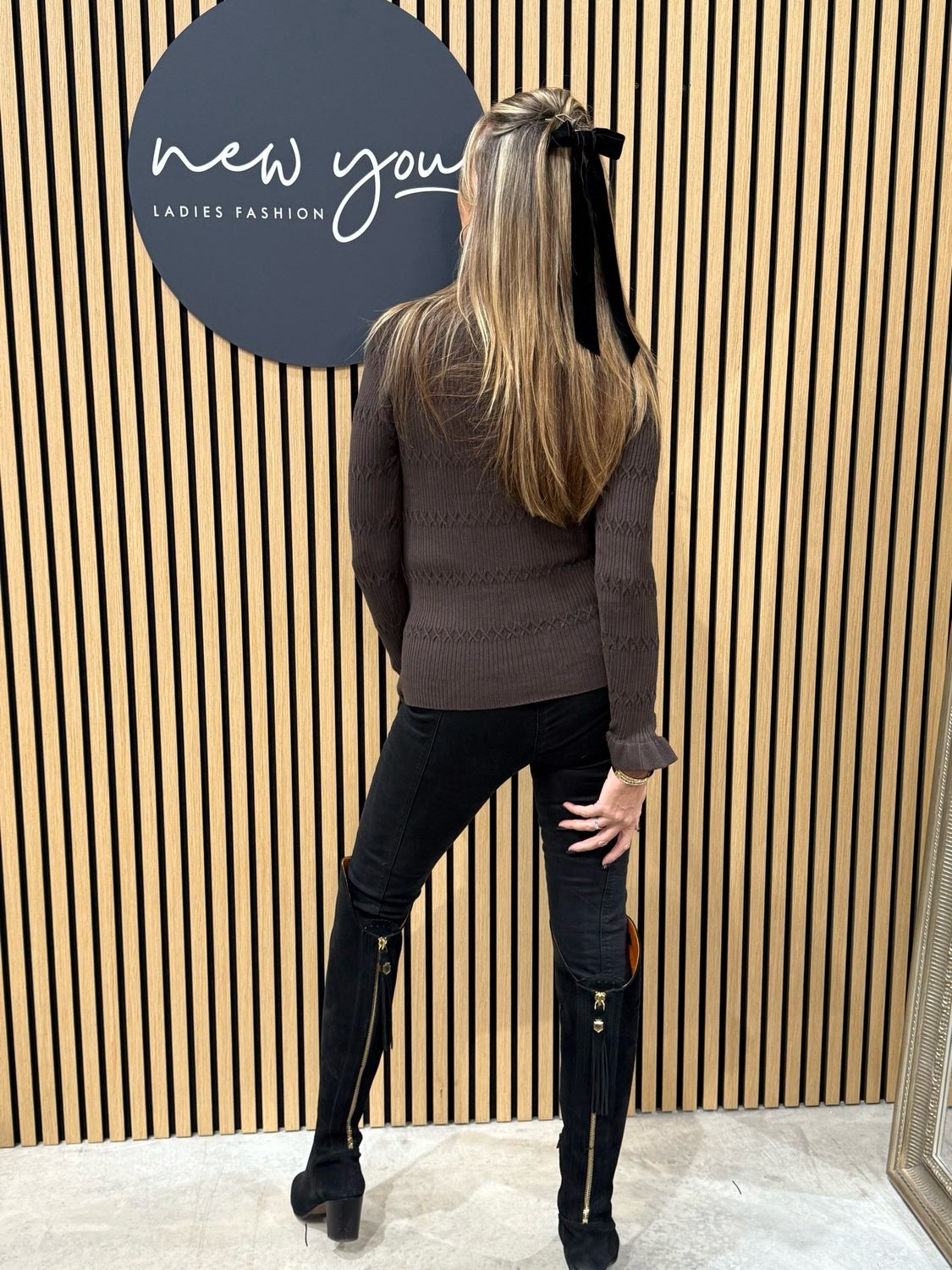 Lillibett - Textured Knit Top - Brown