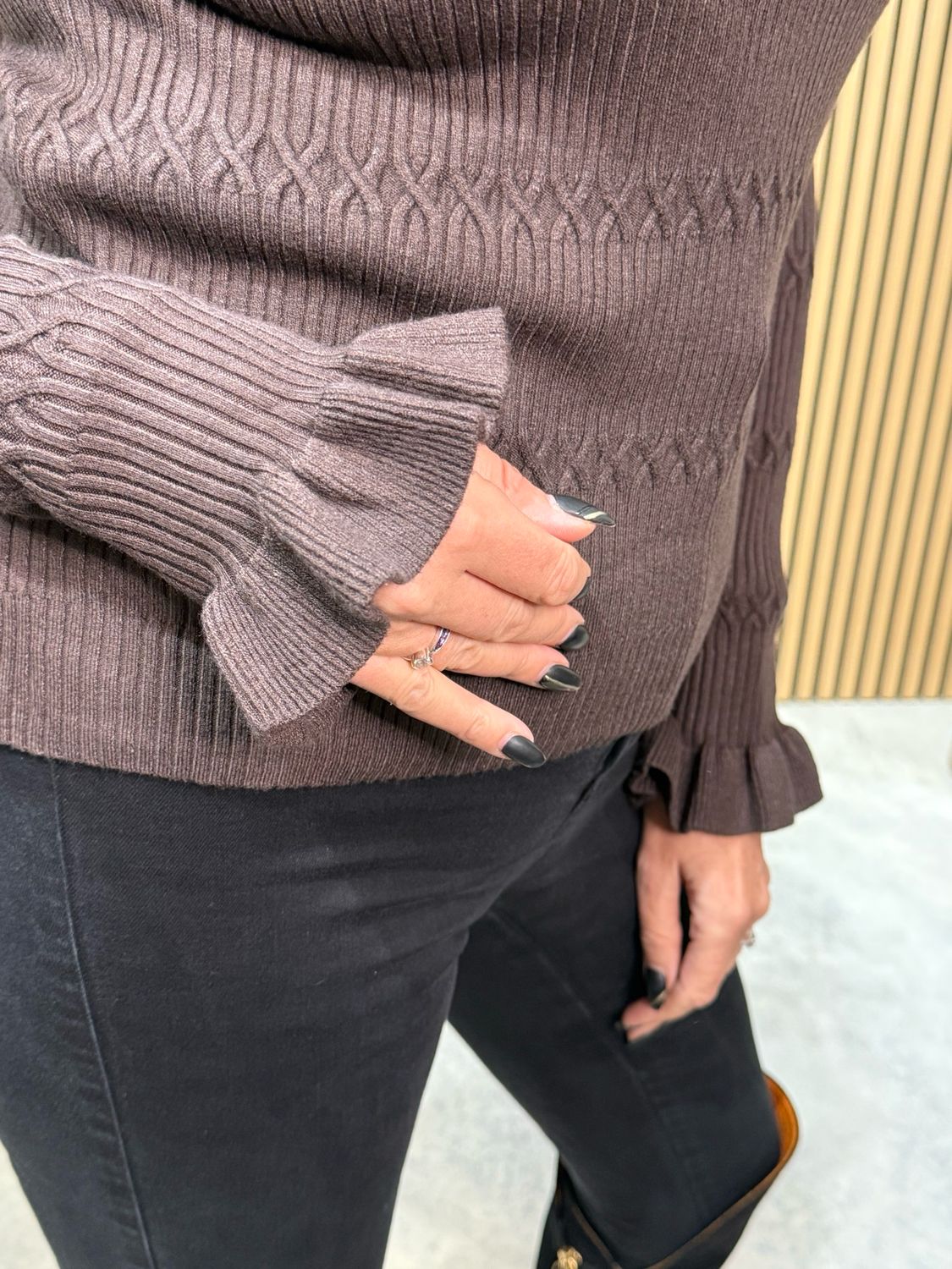 Lillibett - Textured Knit Top - Brown