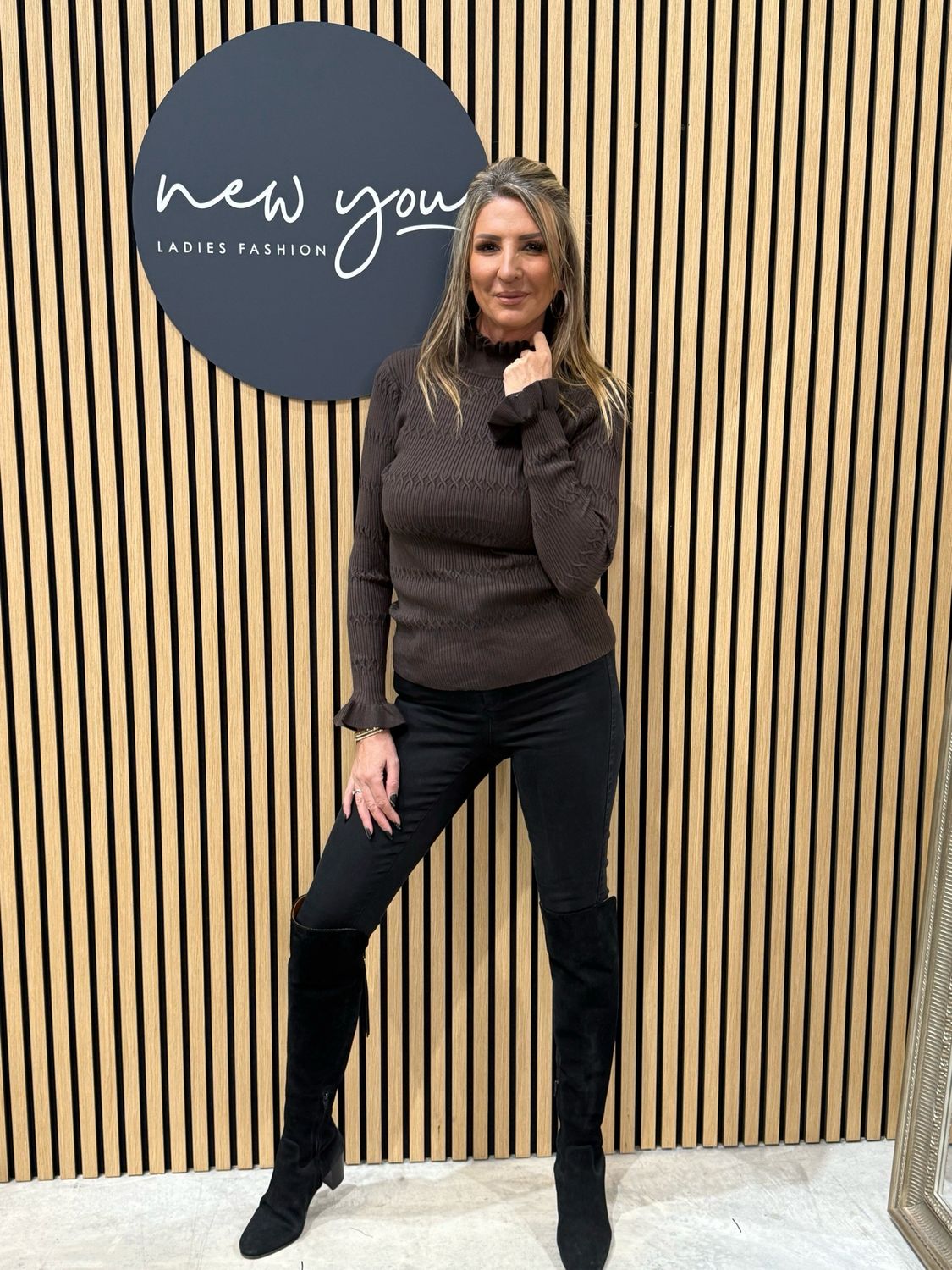 Lillibett - Textured Knit Top - Brown