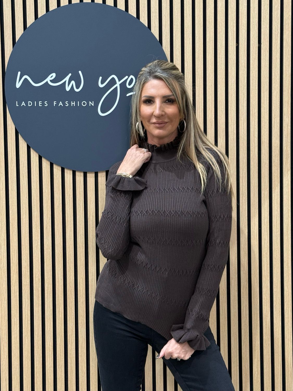 Lillibett - Textured Knit Top - Brown