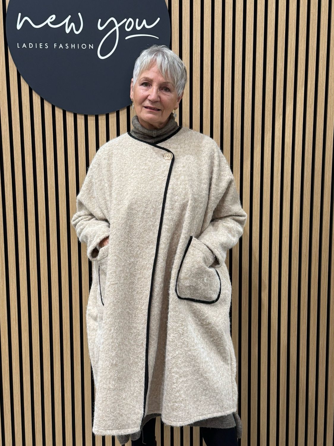 Textured Wool Blend Jacket - Cream