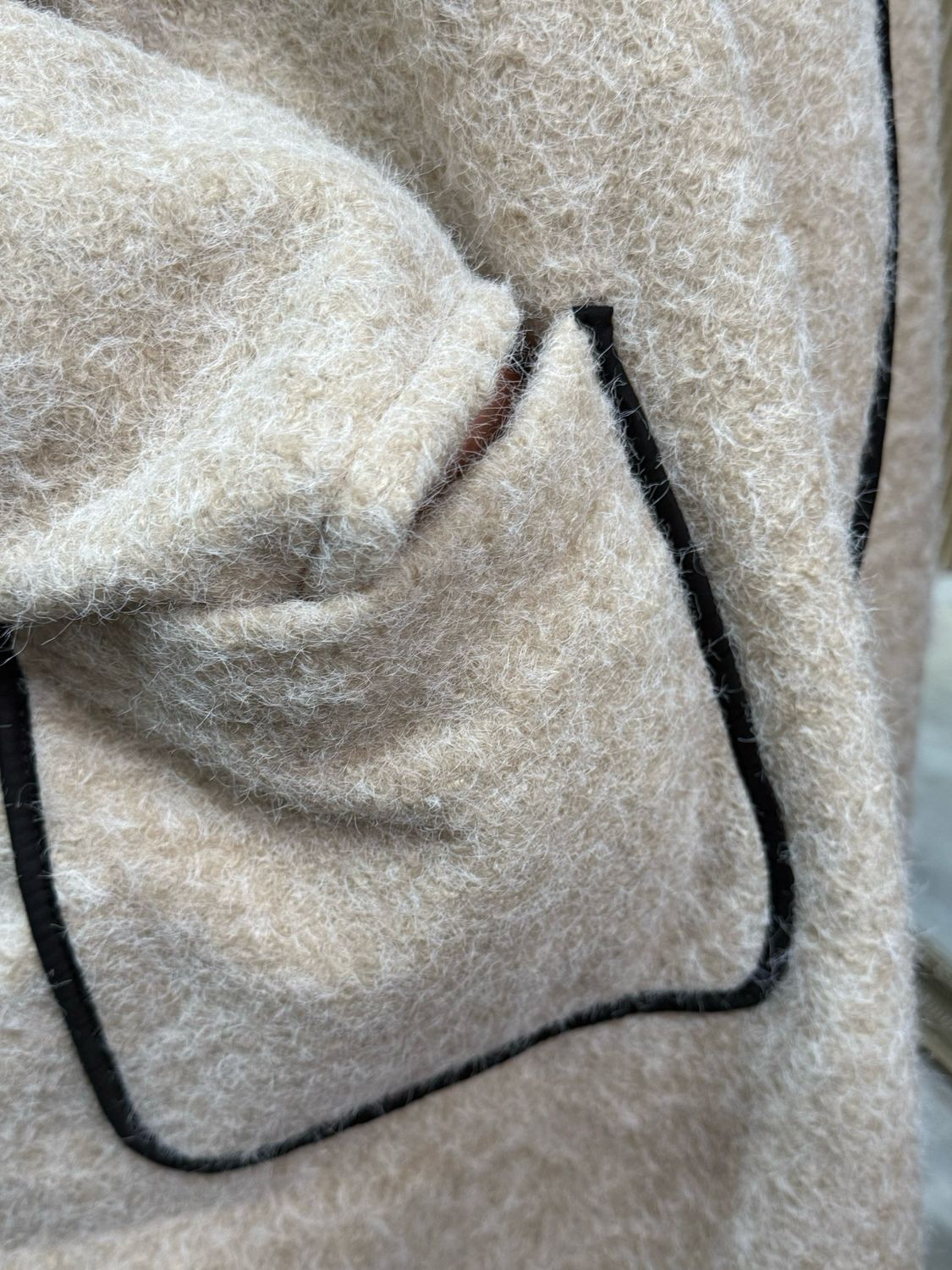 Textured Wool Blend Jacket - Cream