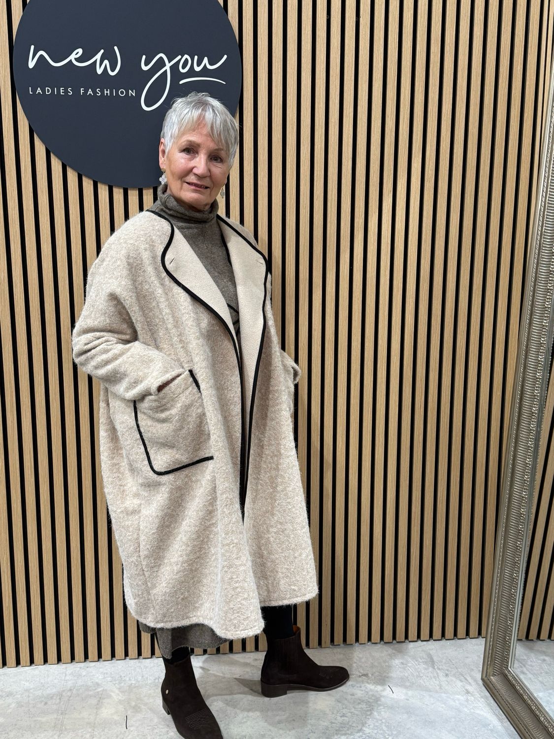 Textured Wool Blend Jacket - Cream