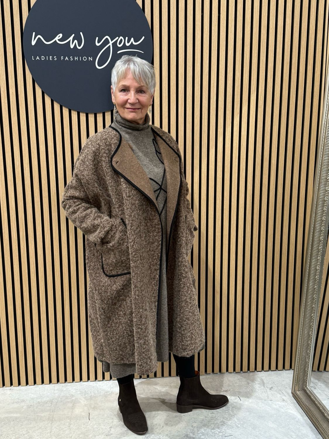 Textured Wool Blend Jacket - Taupe