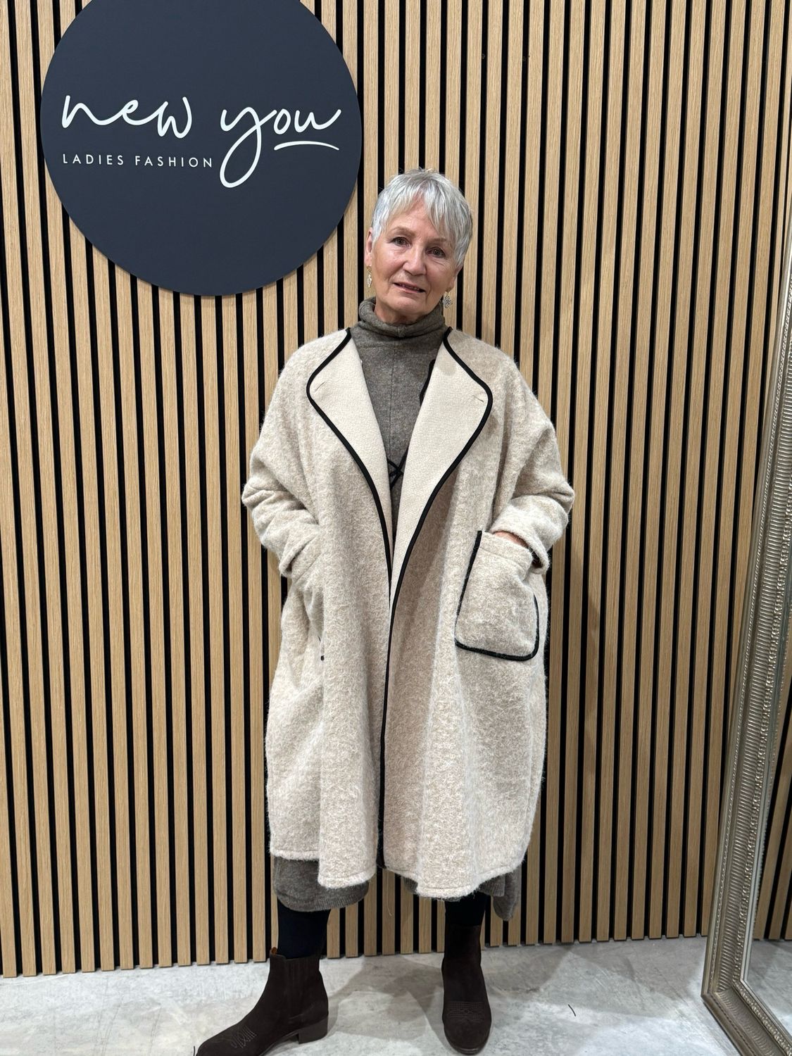 Textured Wool Blend Jacket - Cream